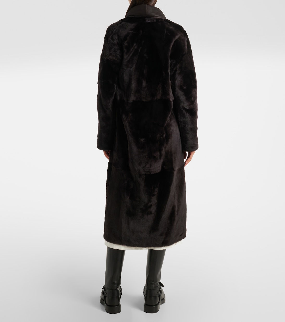 Leather-trimmed shearling coat | Yves Salomon