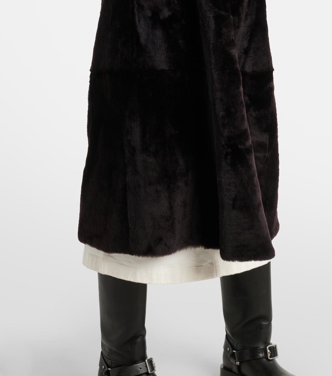 Leather-trimmed shearling coat | Yves Salomon