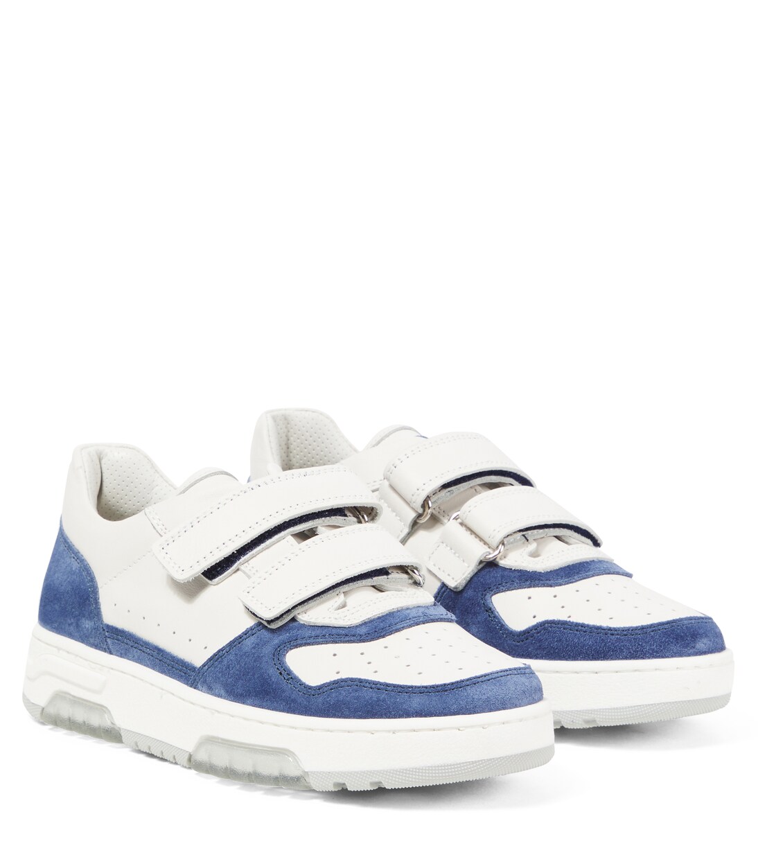 Suede-trimmed leather sneakers | Brunello Cucinelli Kids