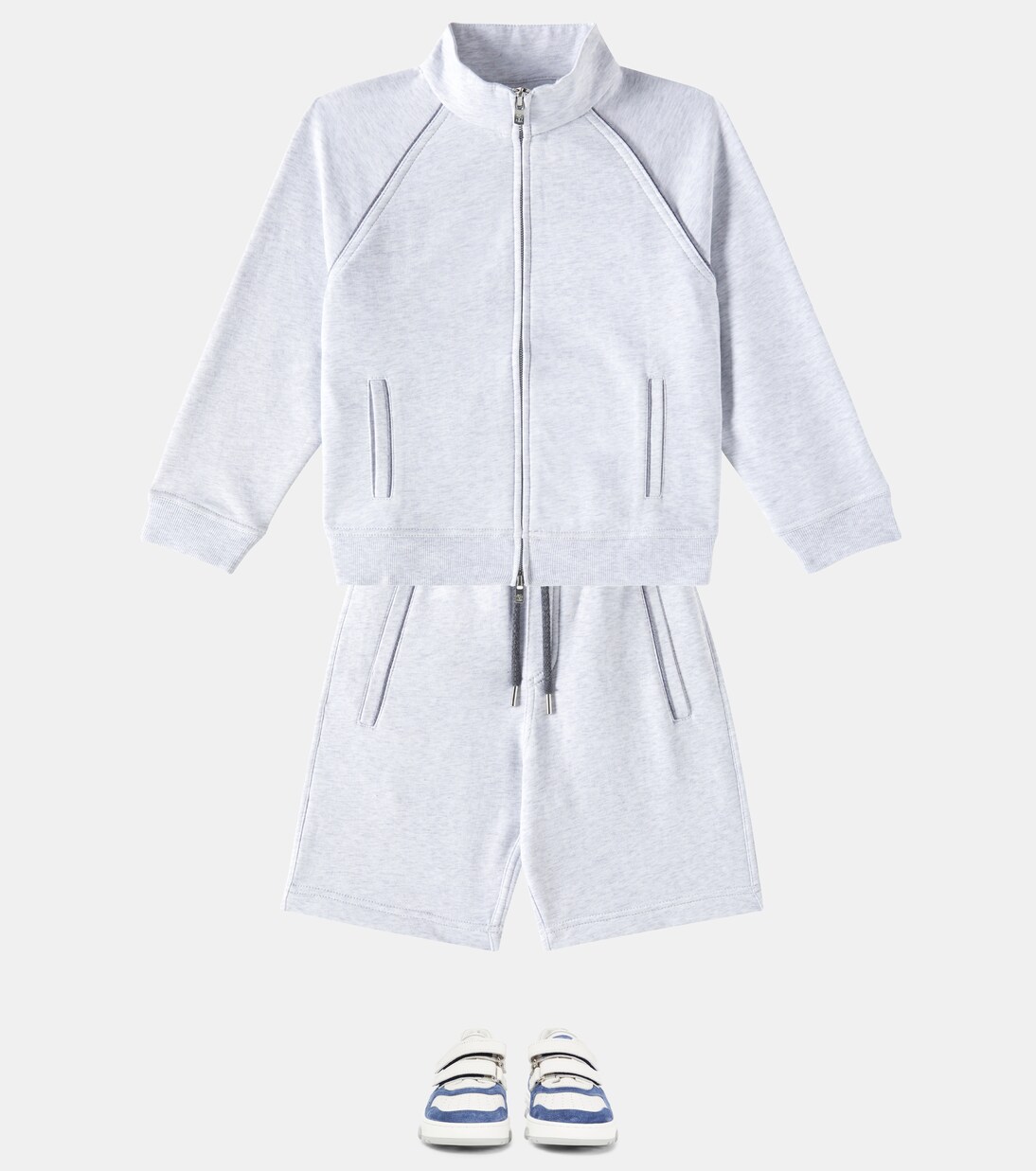 Suede-trimmed leather sneakers | Brunello Cucinelli Kids