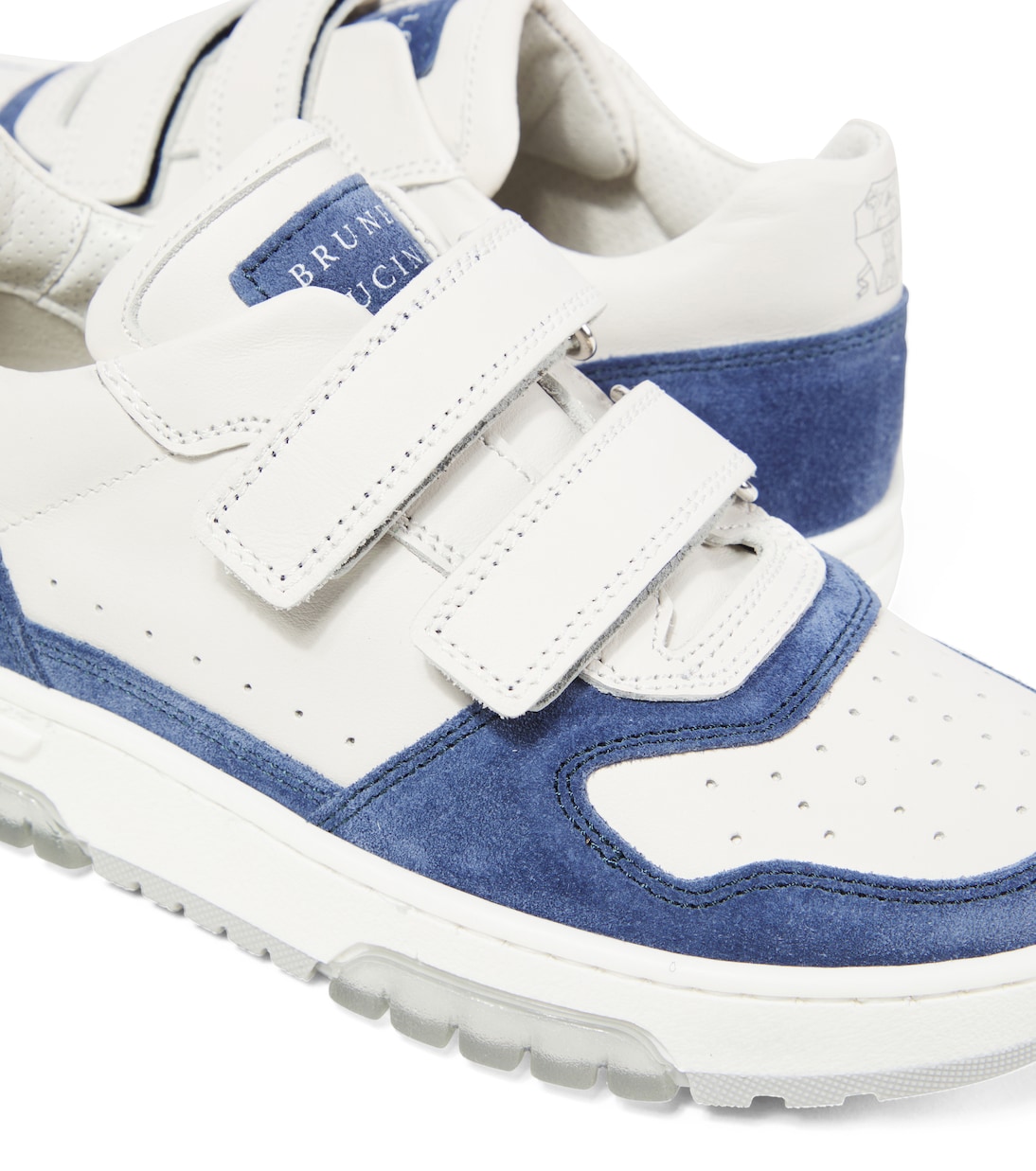 Suede-trimmed leather sneakers | Brunello Cucinelli Kids