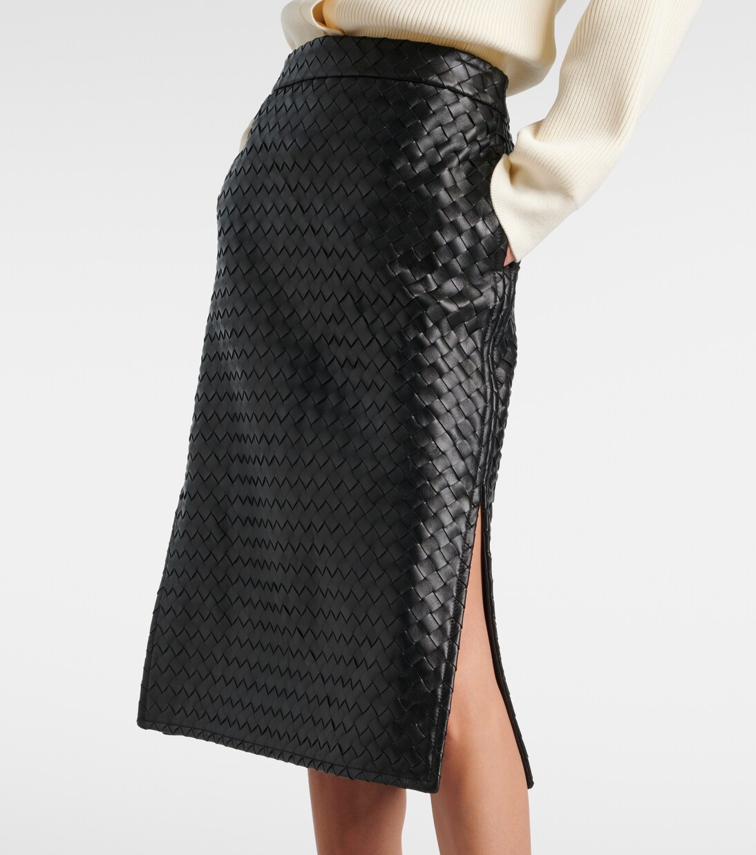 Intrecciato leather midi skirt | Bottega Veneta