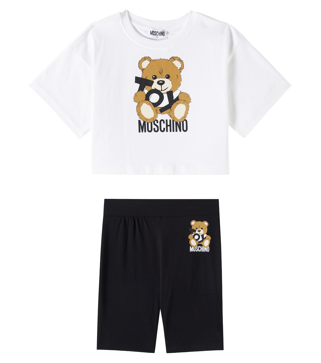 Cotton-blend top and shorts set | Moschino Kids