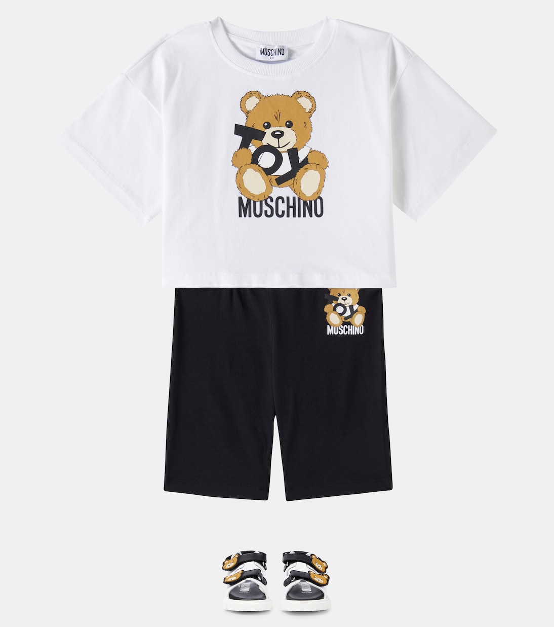 Cotton-blend top and shorts set | Moschino Kids