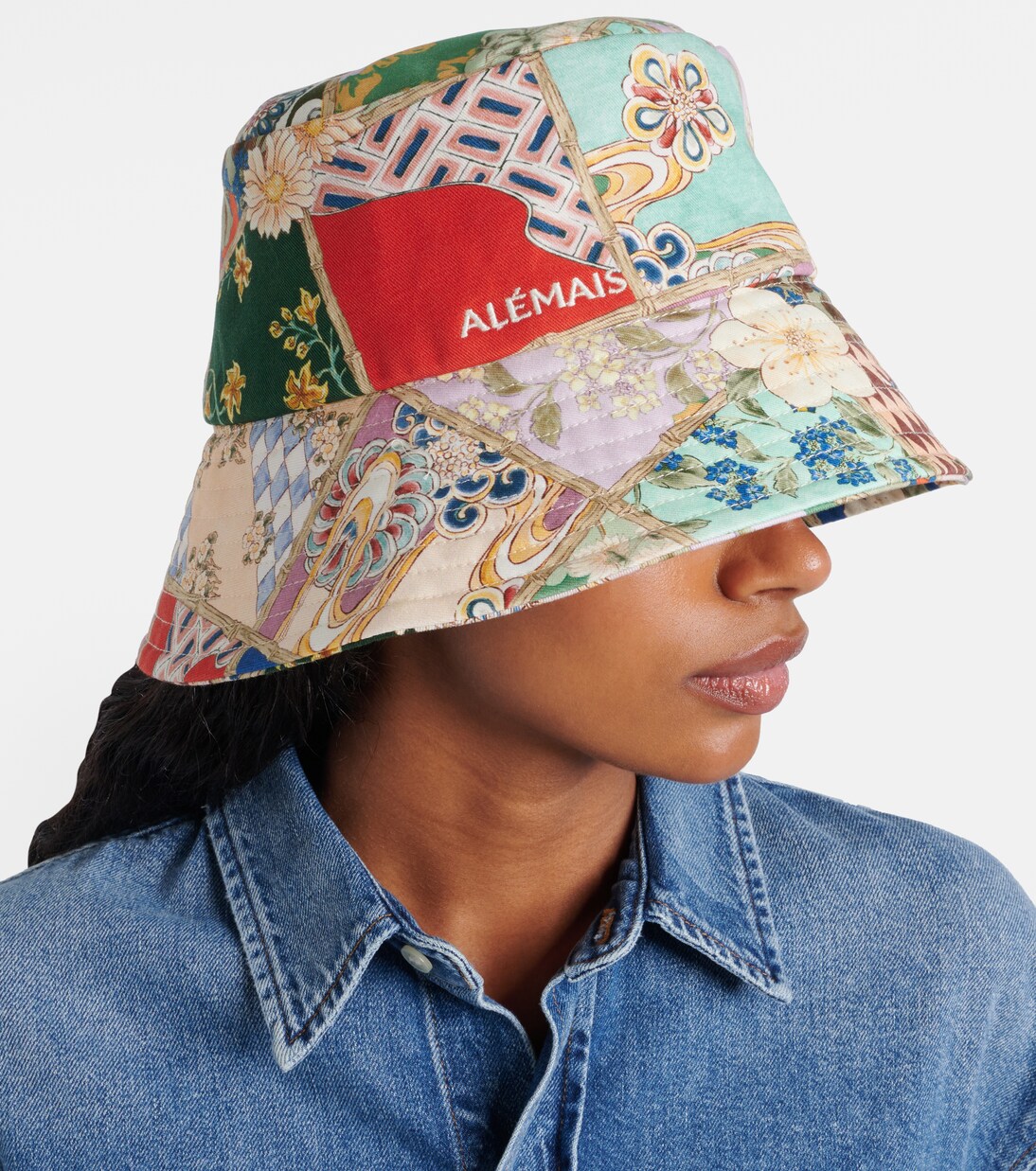 Bianca floral cotton drill bucket hat | Alémais