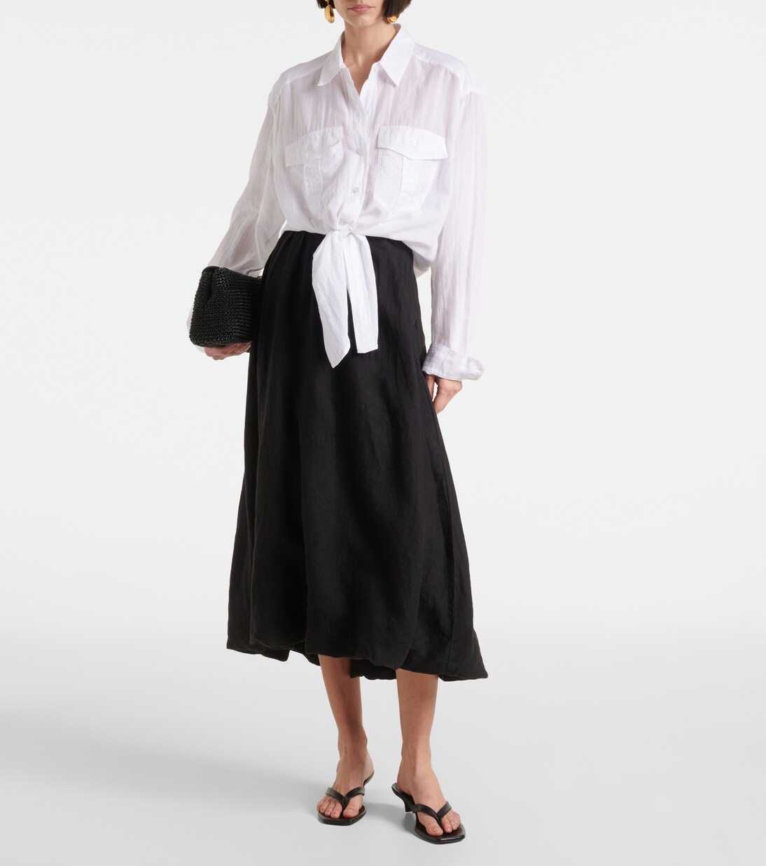 Rachelle linen midi skirt | Velvet