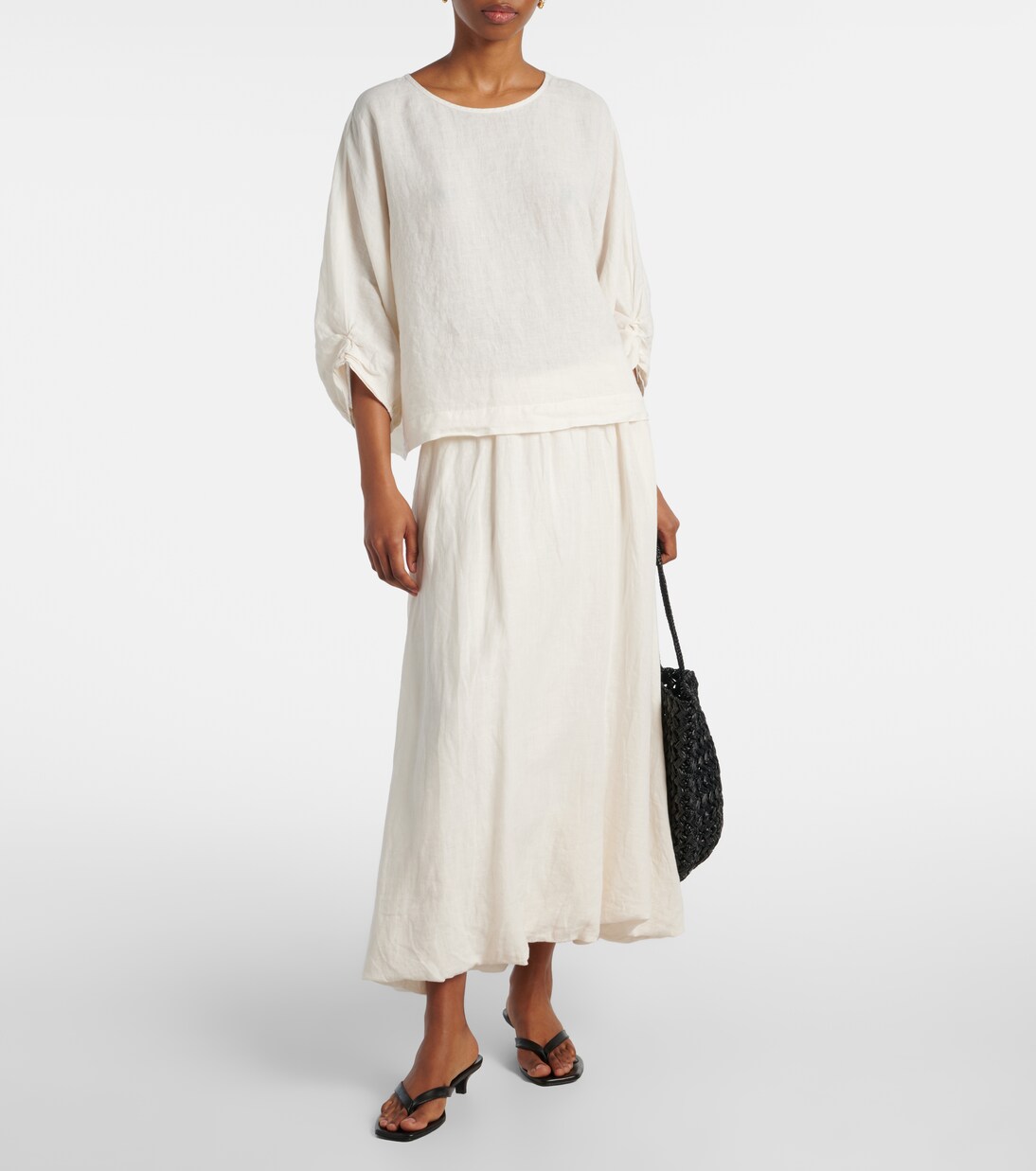 Rachelle linen midi skirt | Velvet