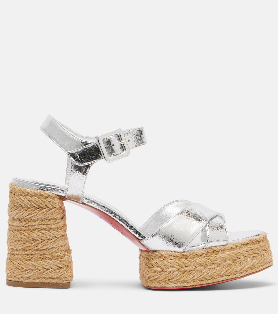 Calakala 85 metallic leather espadrille sandals  | Christian Louboutin