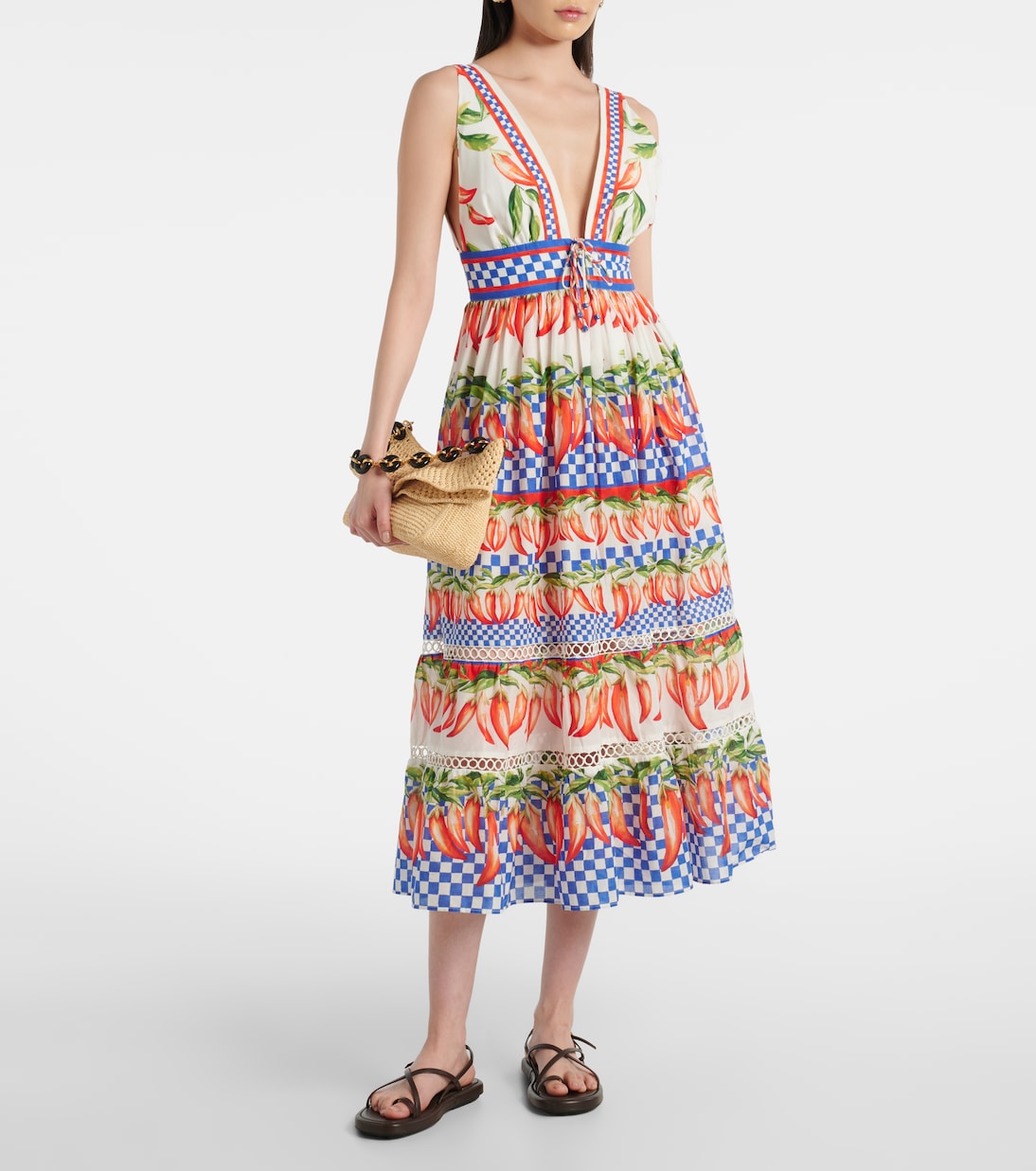 Bedrucktes Midikleid aus Baumwolle | Farm Rio