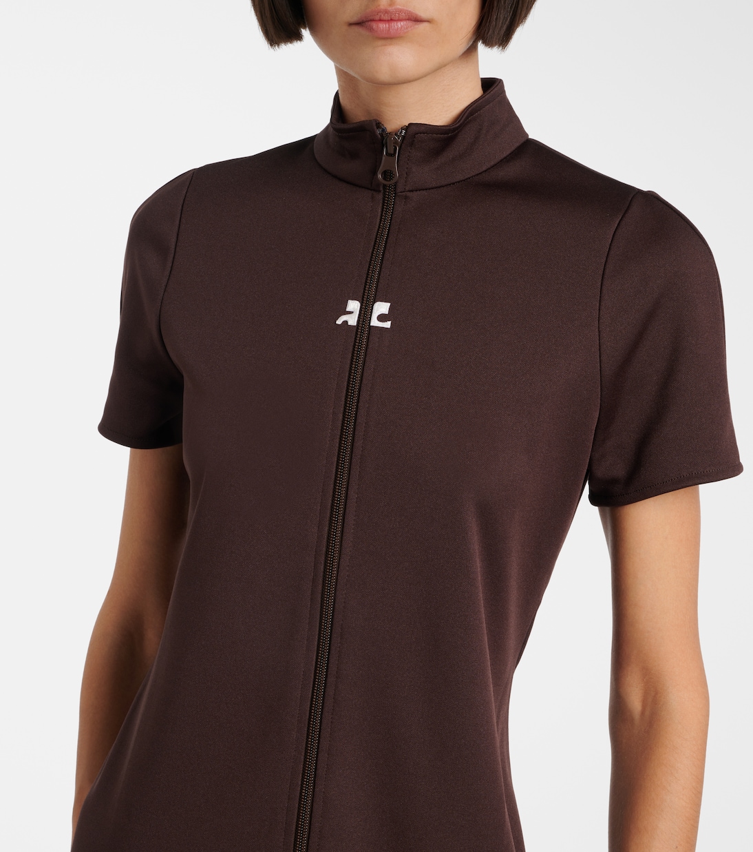 Abito corto in jersey Interlock con zip | Courrèges