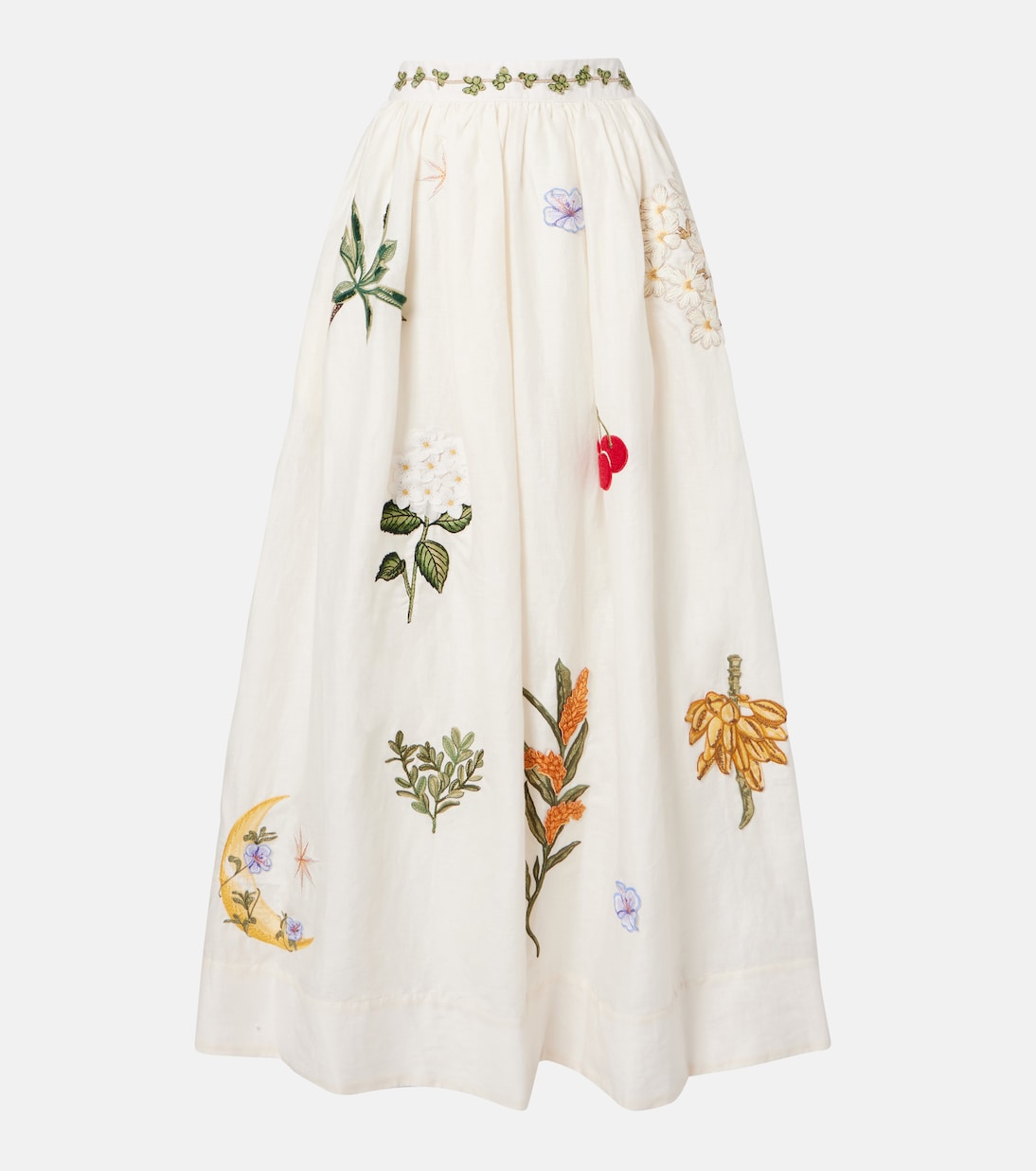 Bestickter Maxirock Tangelo aus Leinen | Agua by Agua Bendita