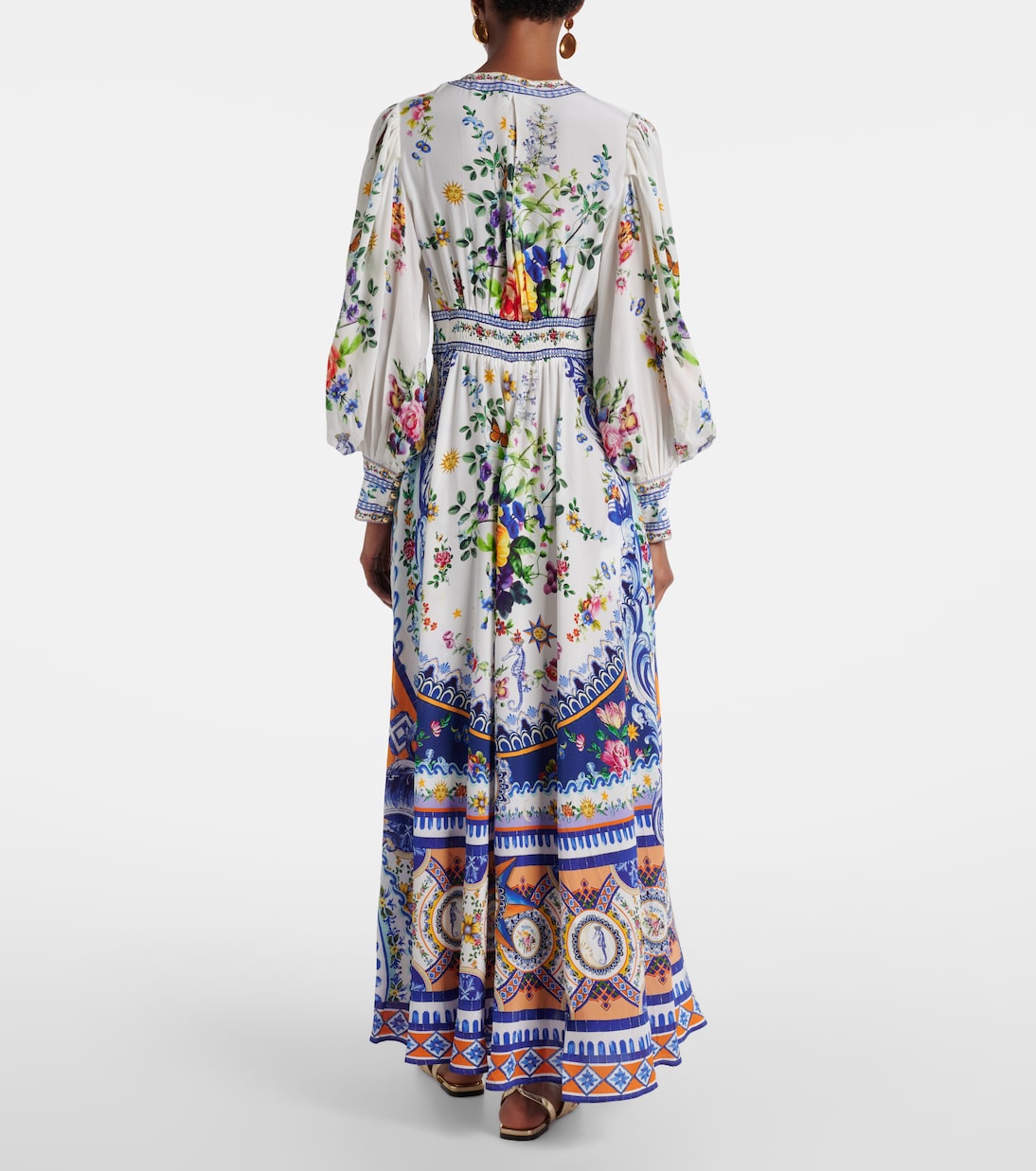 Robe longue imprimée en crêpe de soie | Camilla