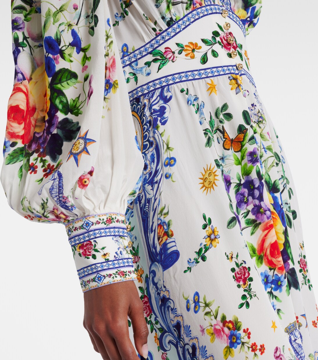 Robe longue imprimée en crêpe de soie | Camilla