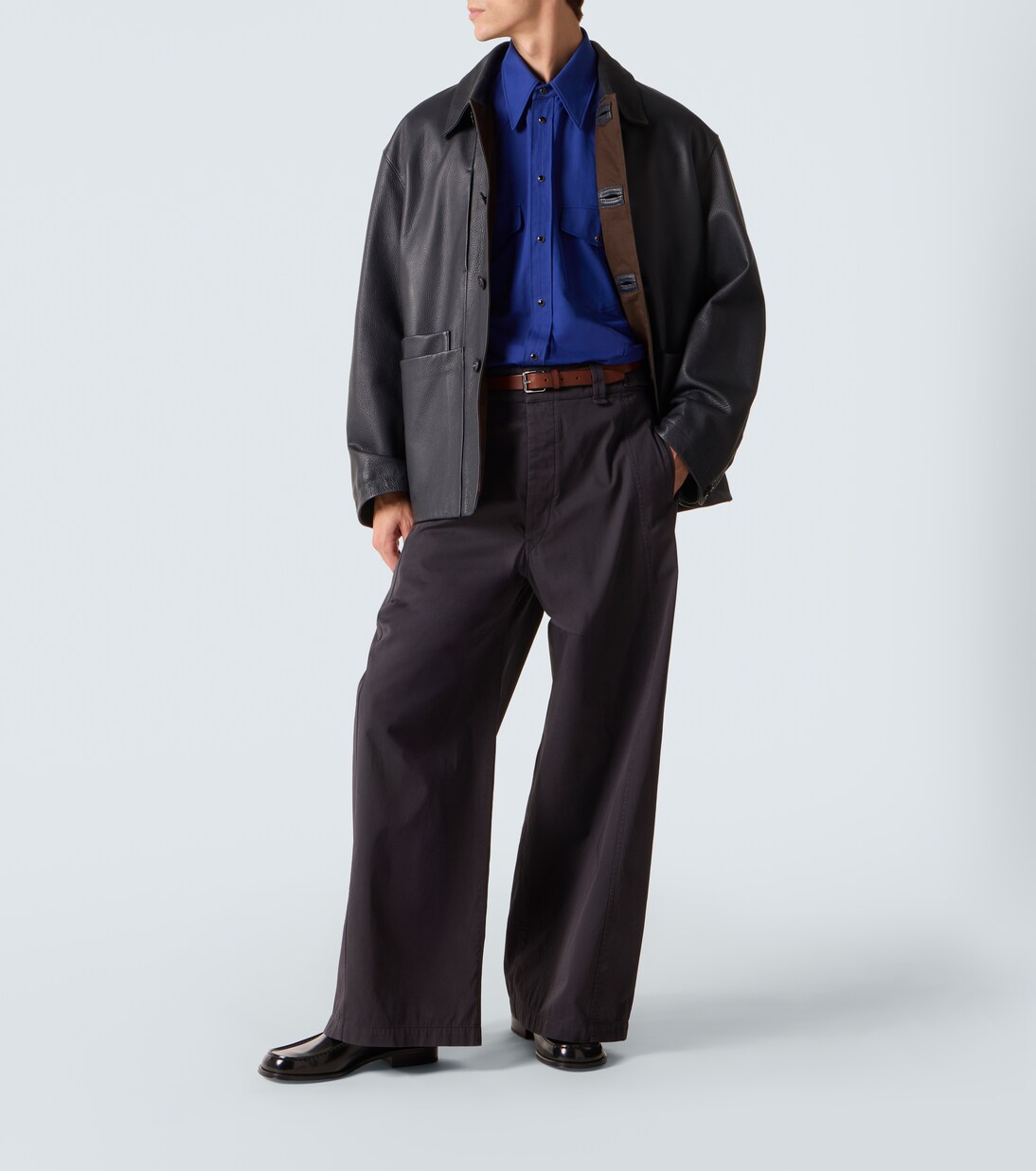 Pantalon ample à taille haute en sergé de coton | Lemaire