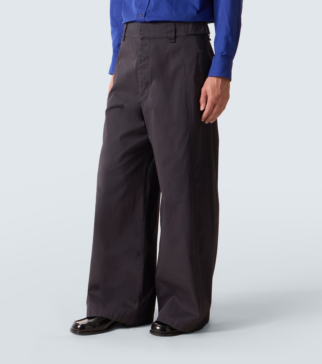 Pantalon ample à taille haute en sergé de coton | Lemaire