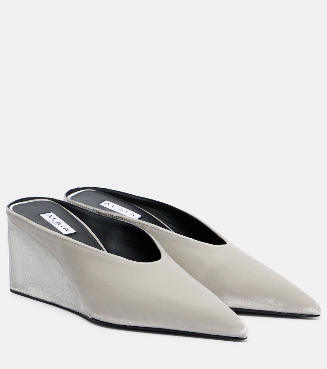 Mules compensées Cube 75 en velours | Alaïa