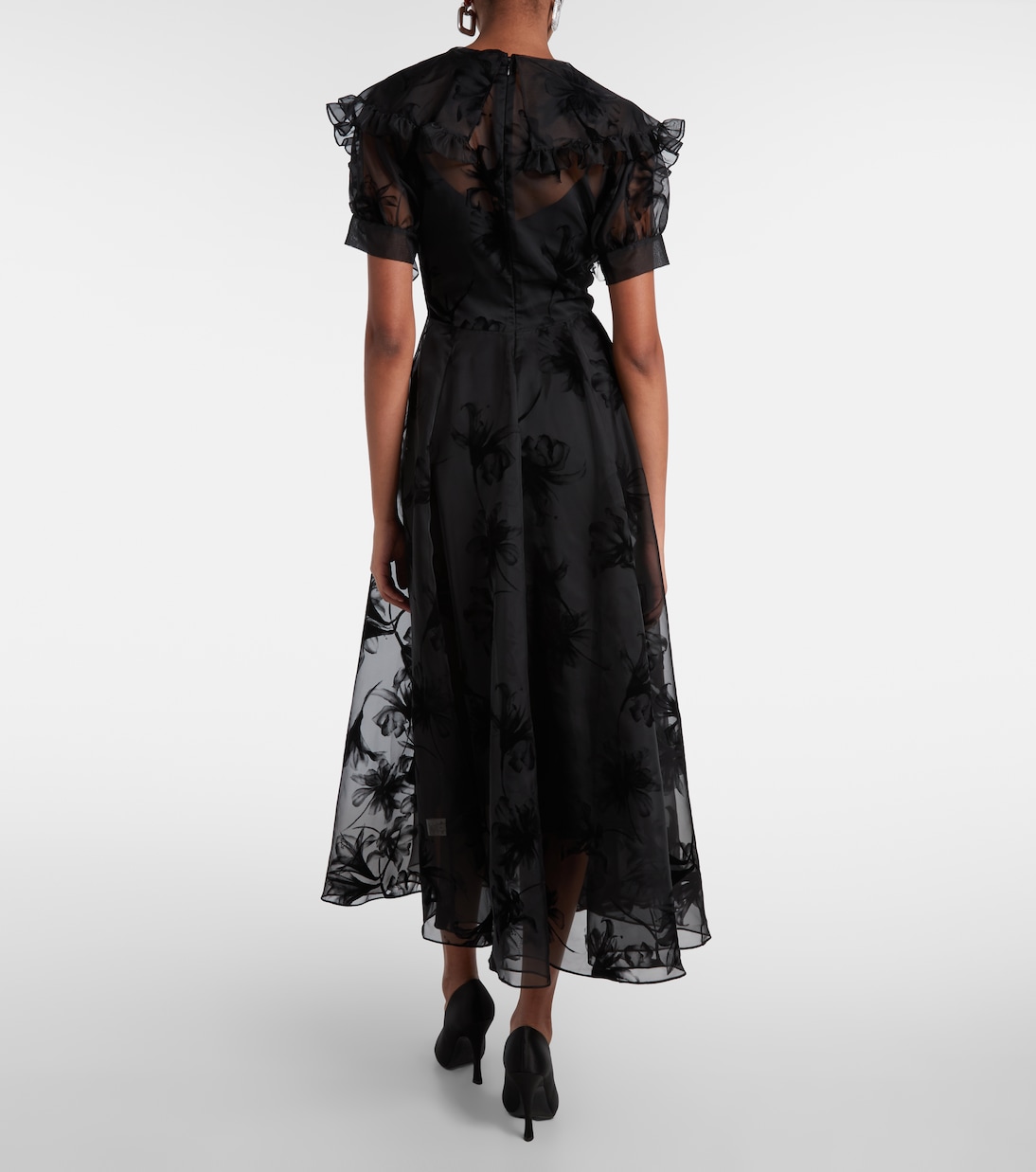 Ruffled floral organza midi dress | Rodarte