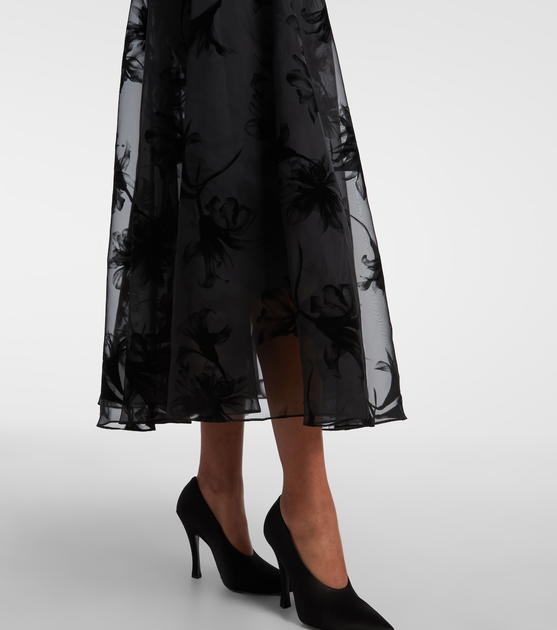 Ruffled floral organza midi dress | Rodarte