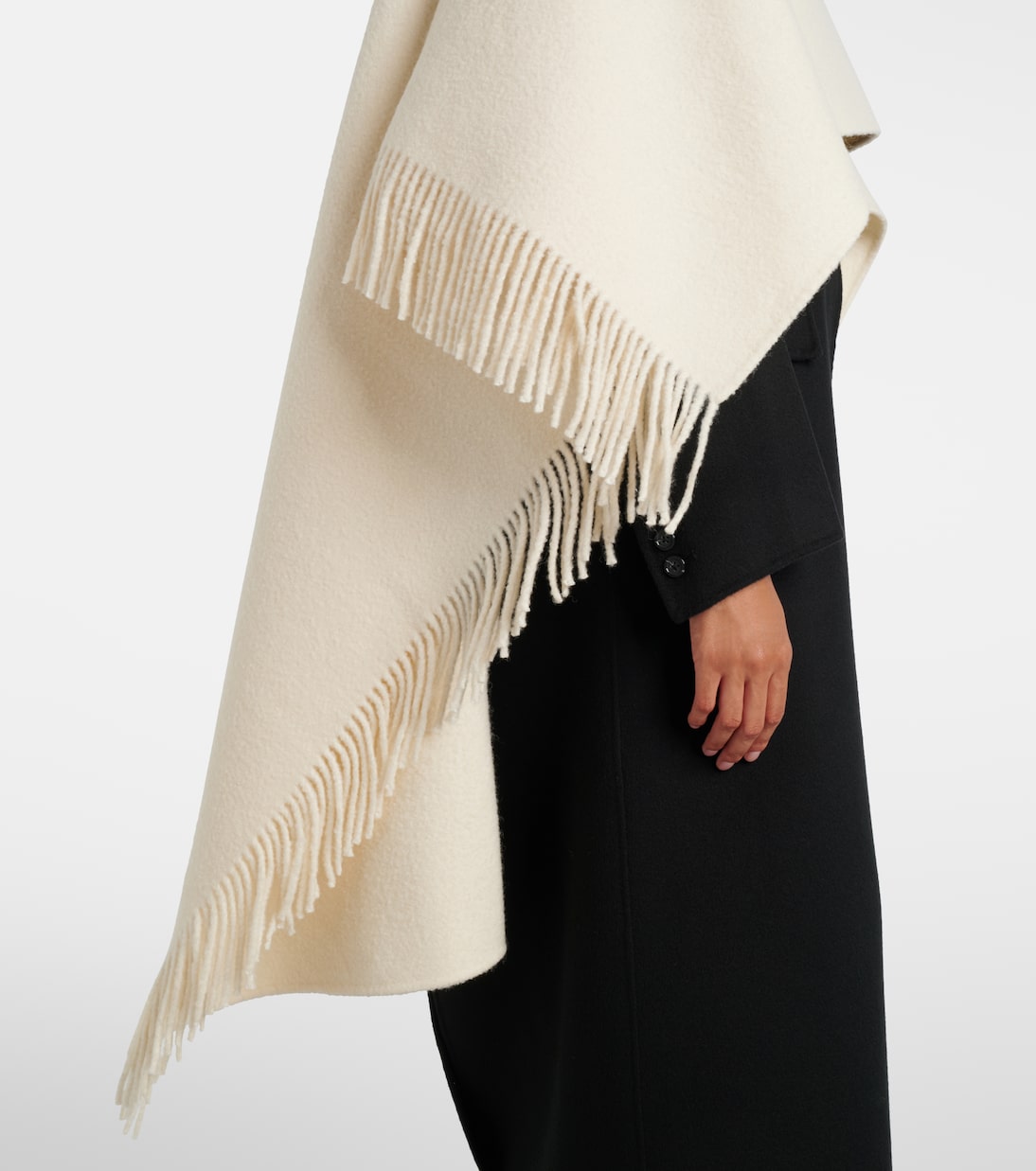 Fringed wool-blend poncho | Toteme