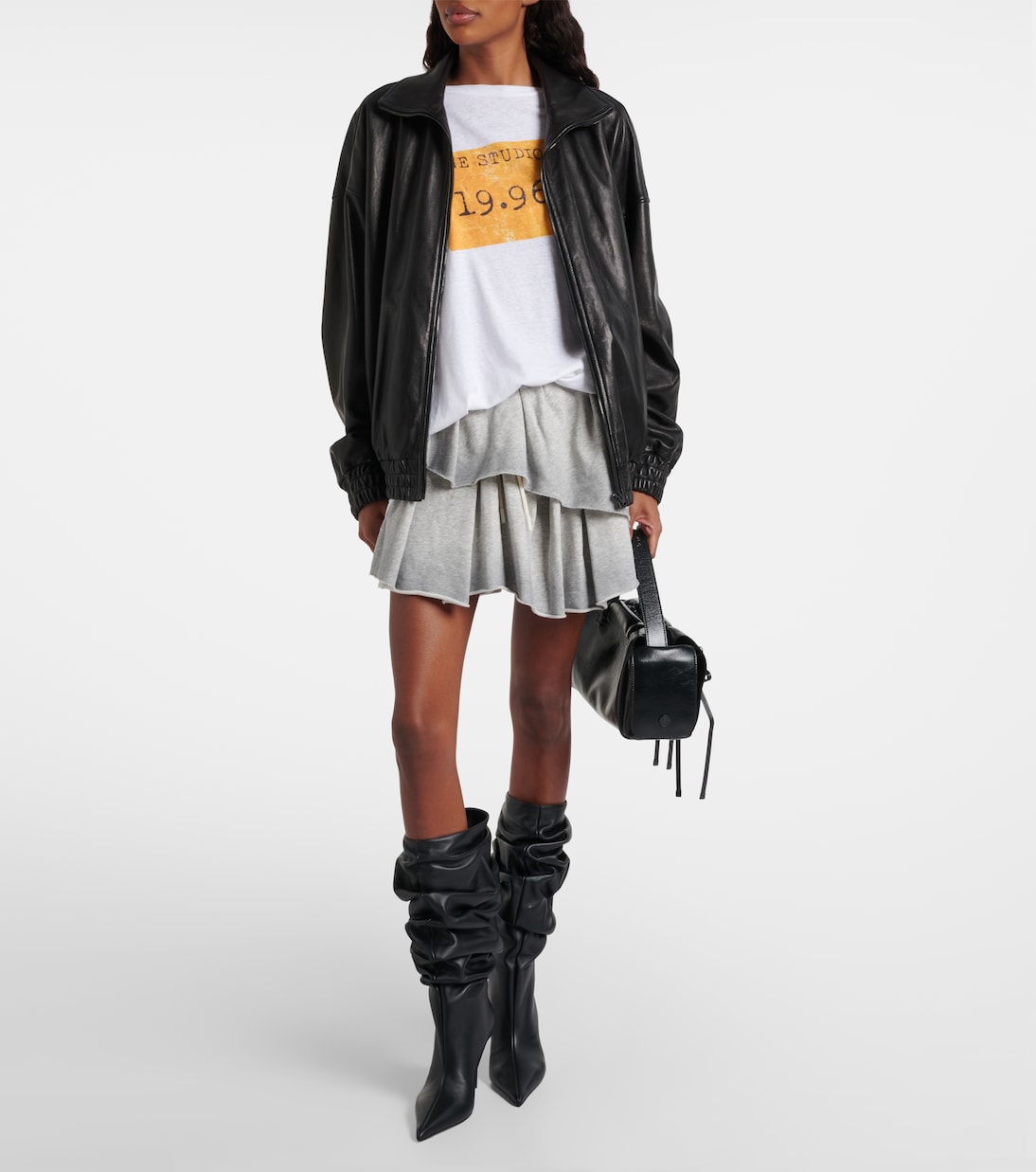 Anok 90 leather mid-calf boots | Amina Muaddi