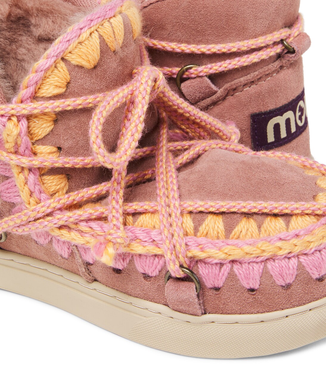 Embroidered shearling-lined suede boots | Mou Kids