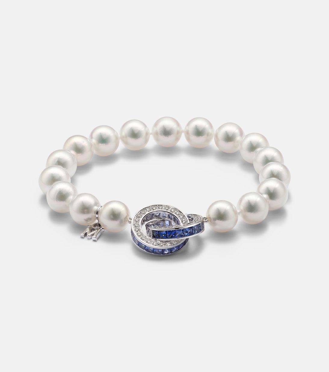 Bracelet en or 18 blanc ct, saphirs et perles | Mikimoto
