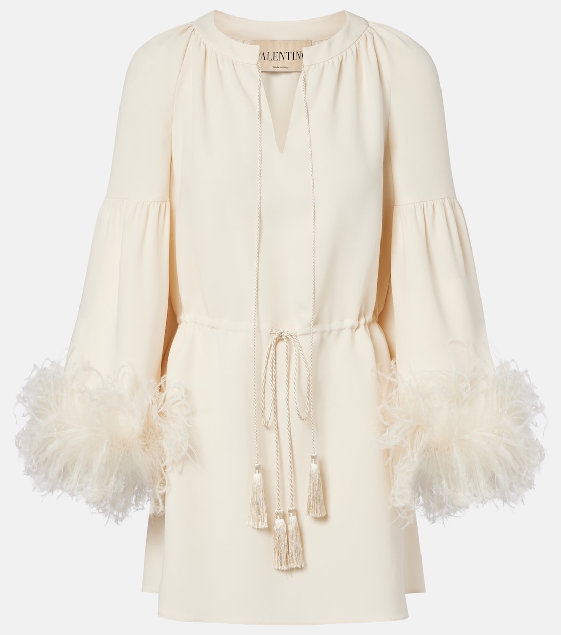 Tunika aus Cady Couture mit Federn | Valentino