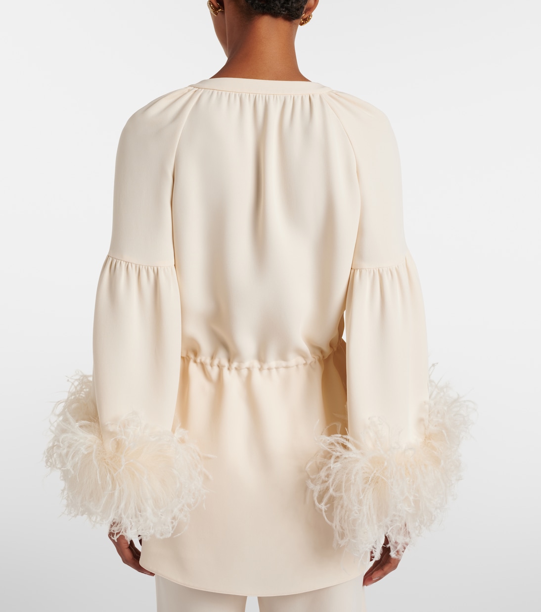 Tunika aus Cady Couture mit Federn | Valentino