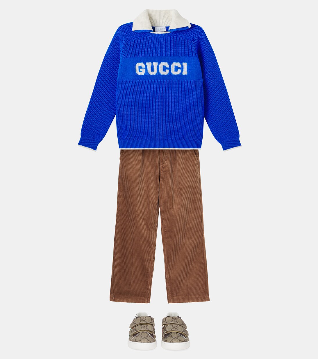Logo jacquard wool polo sweater | Gucci Kids