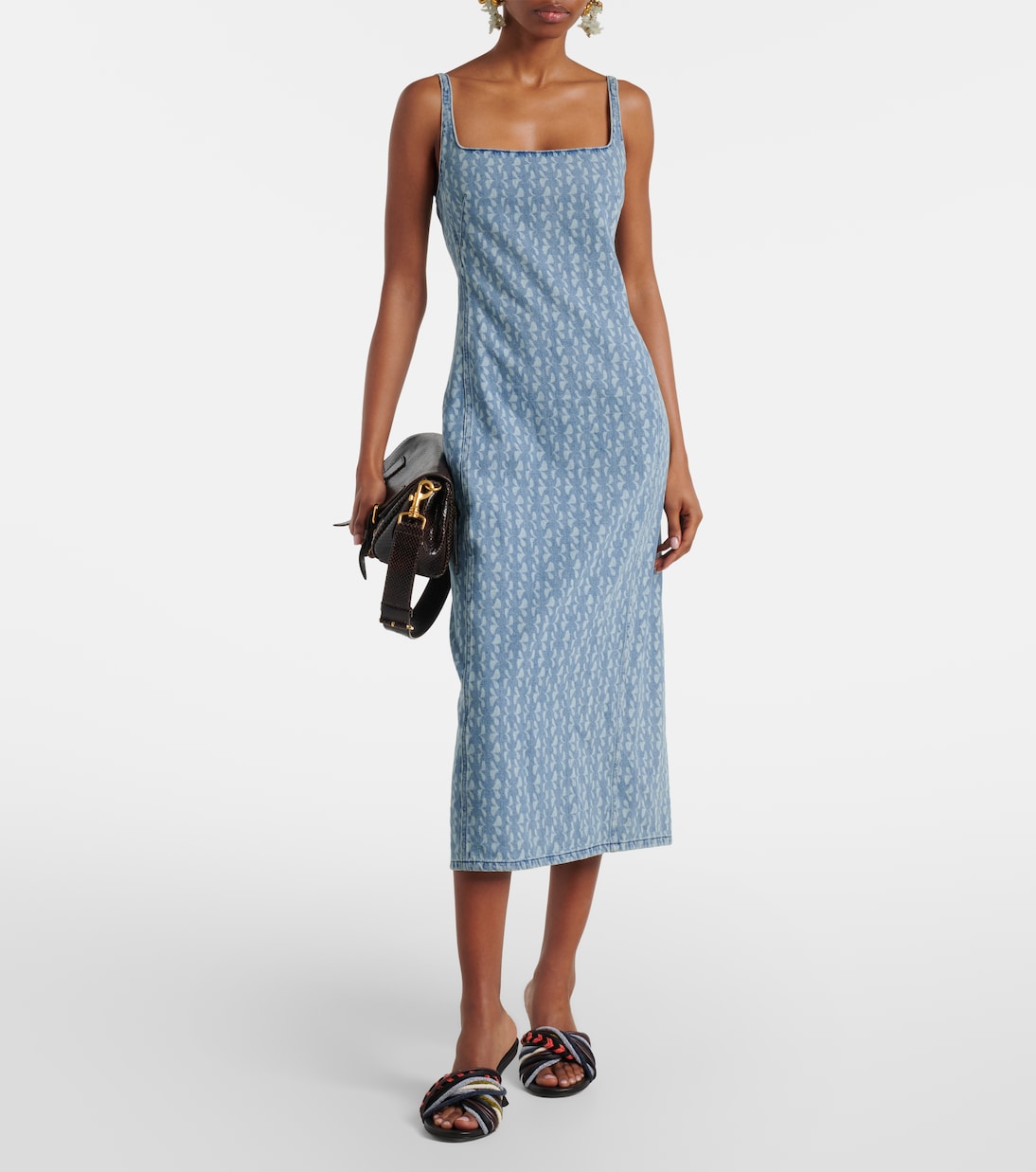 Printed denim midi dress | Dries Van Noten