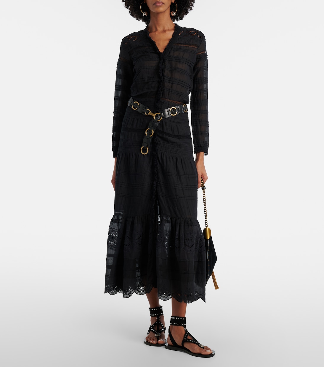 Daniva lace-trimmed cotton midi dress | Marant Etoile