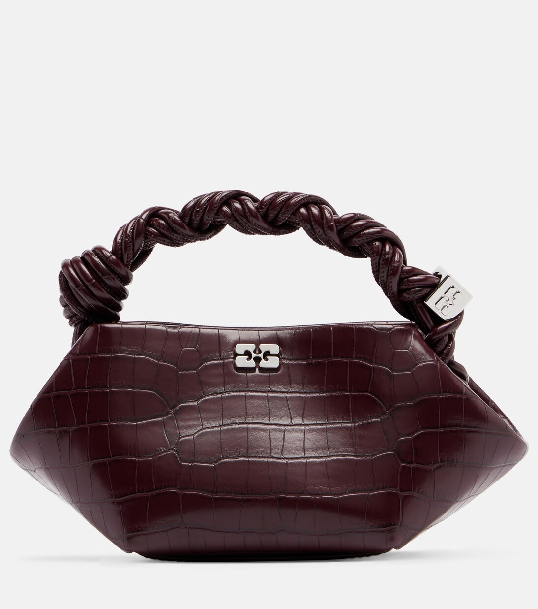 Bou Mini croc-effect leather top-handle bag | Ganni