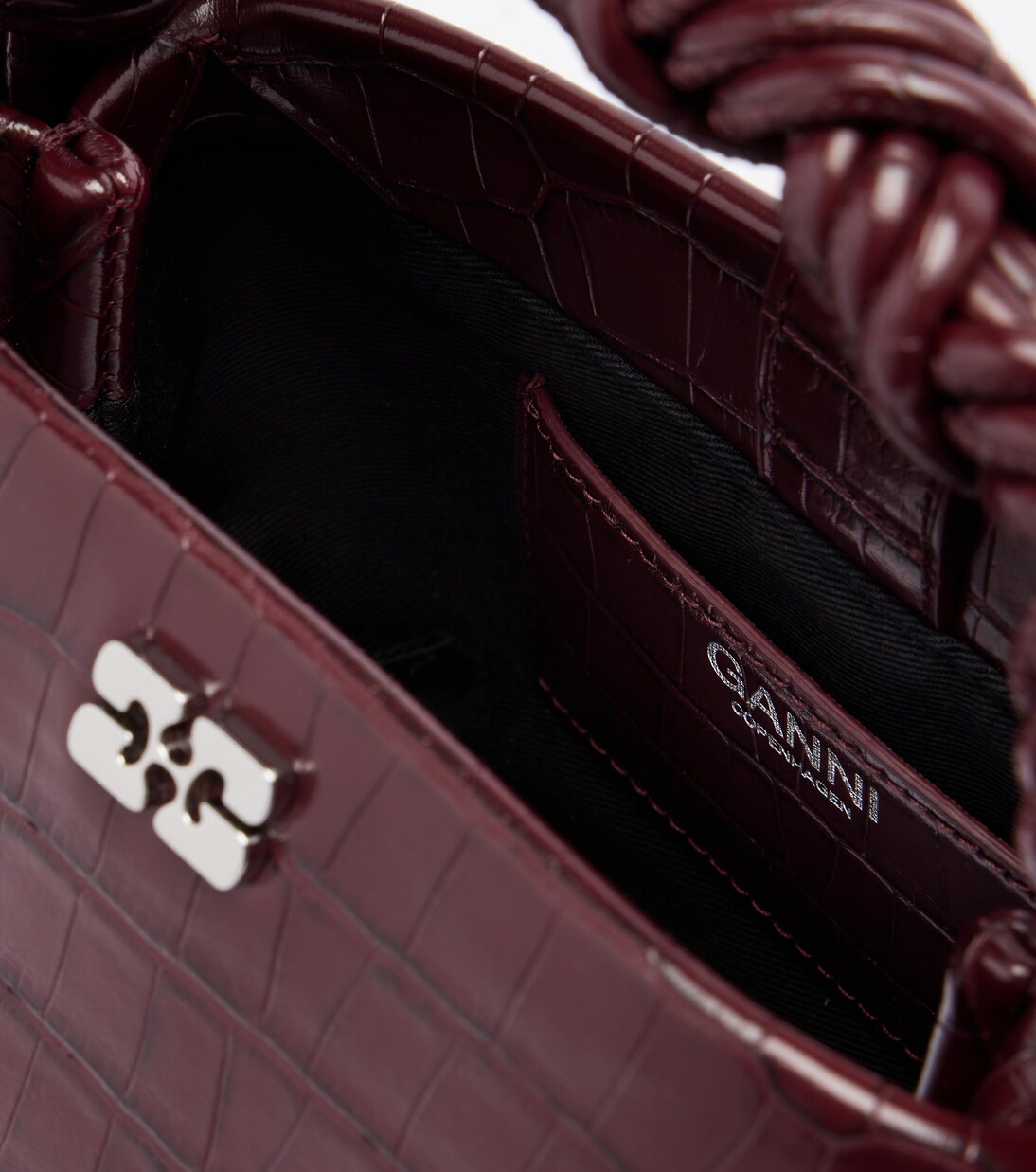 Bou Mini croc-effect leather top-handle bag | Ganni