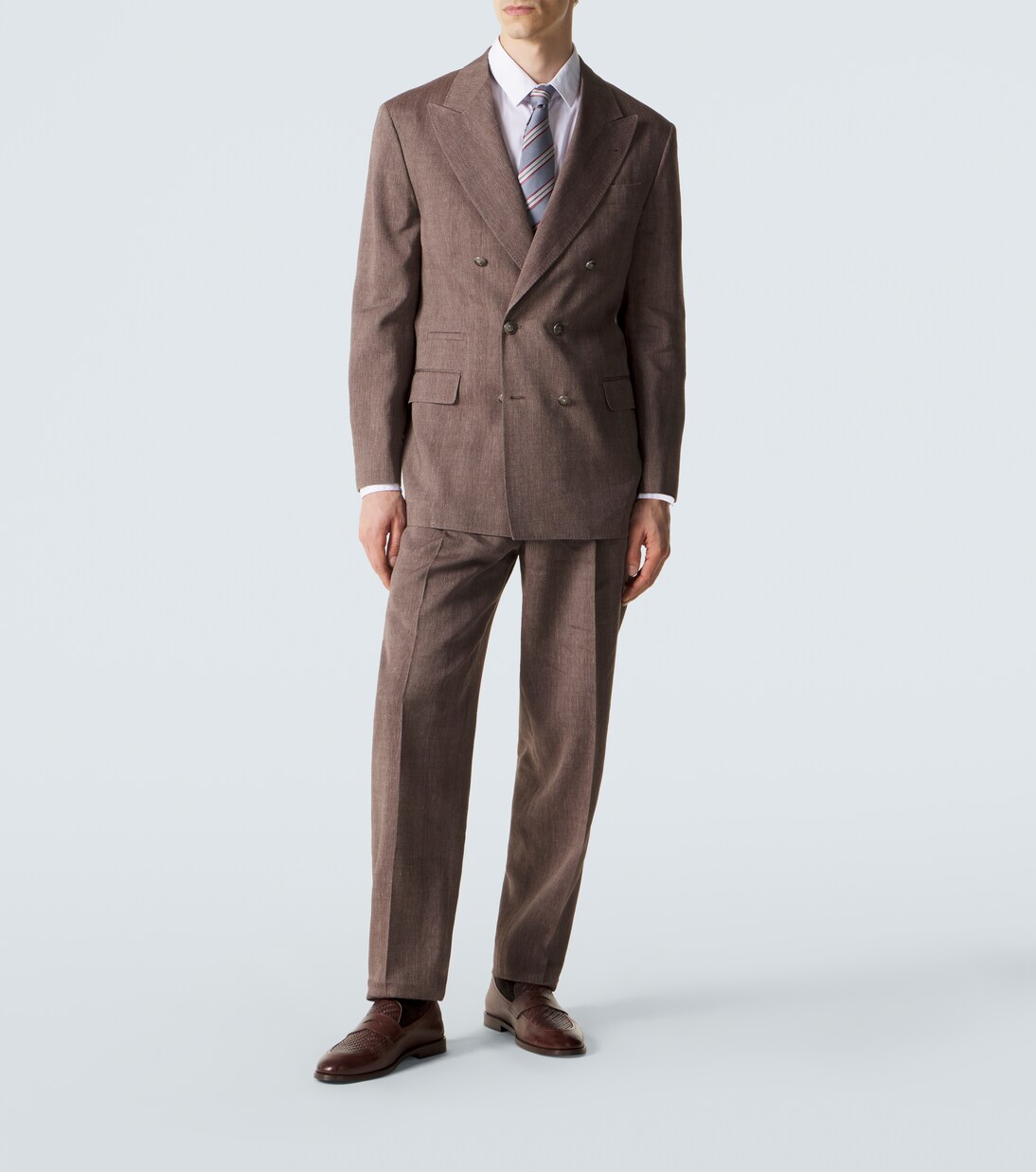 Traje de lino y lana espigado | Brunello Cucinelli