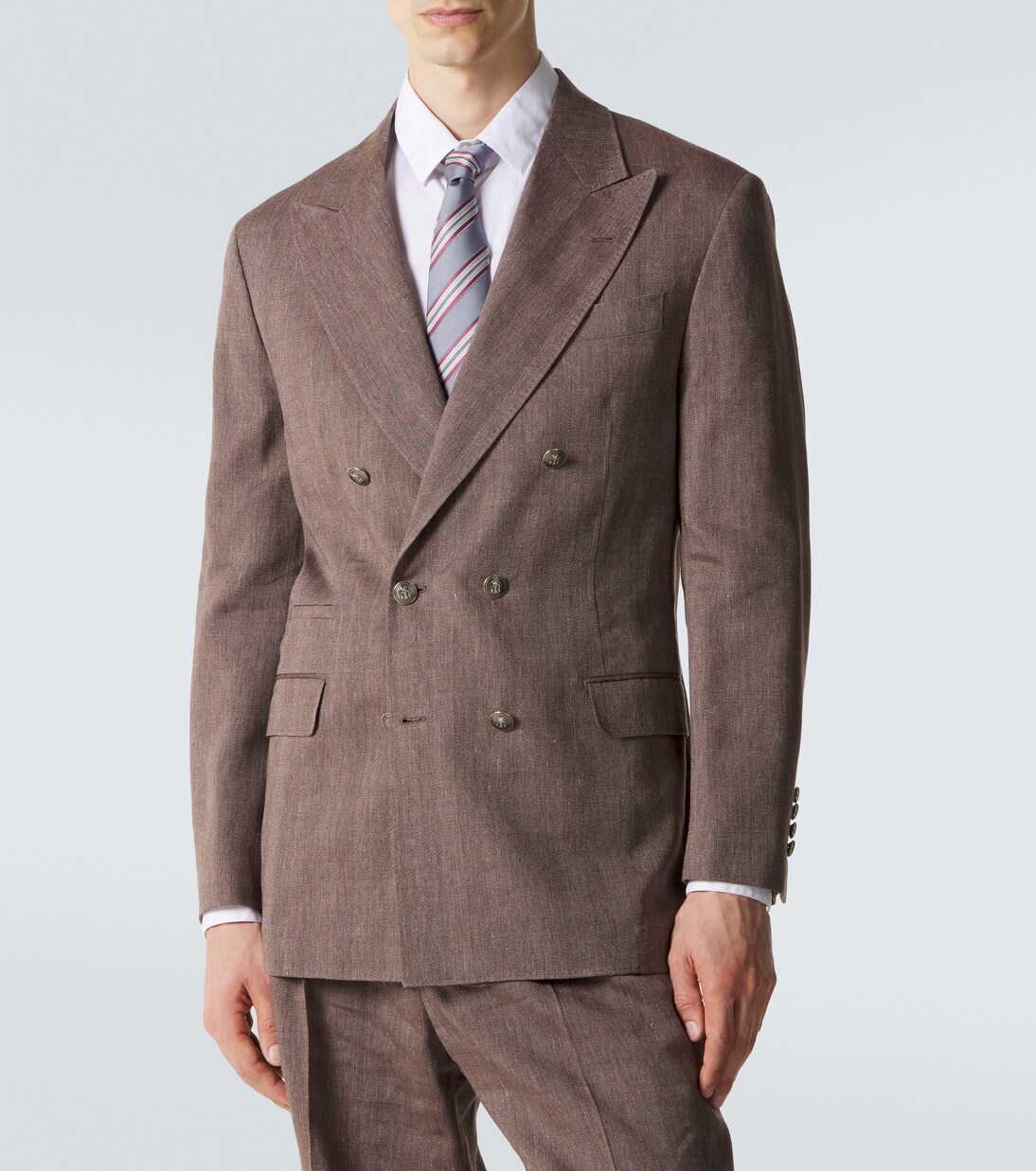 Traje de lino y lana espigado | Brunello Cucinelli