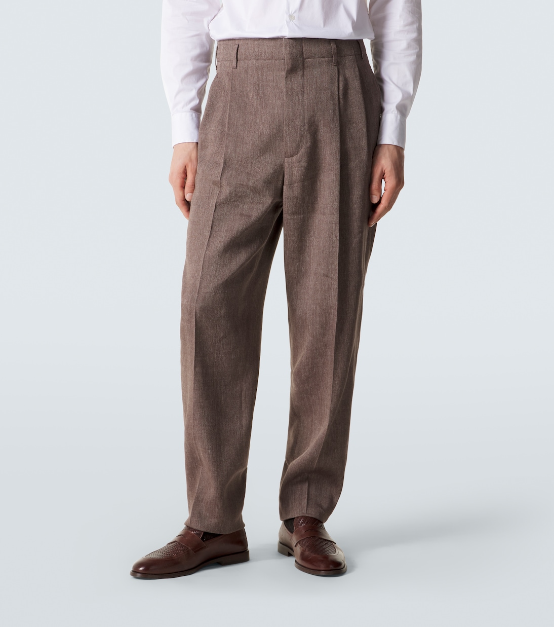 Traje de lino y lana espigado | Brunello Cucinelli