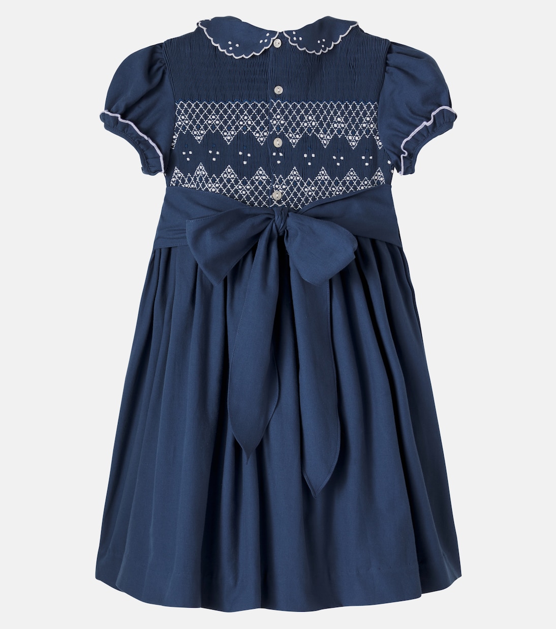 Embroidered smocked cotton dress | Pepa London
