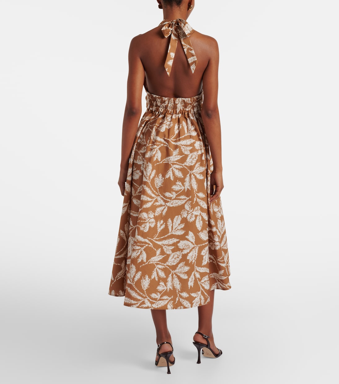 Halterneck printed cotton midi dress | Max Mara