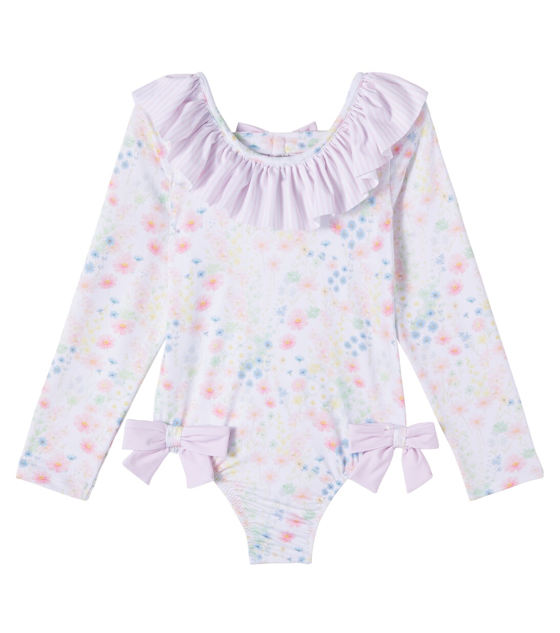 Bow-detail floral ruffled swimsuit | Patachou