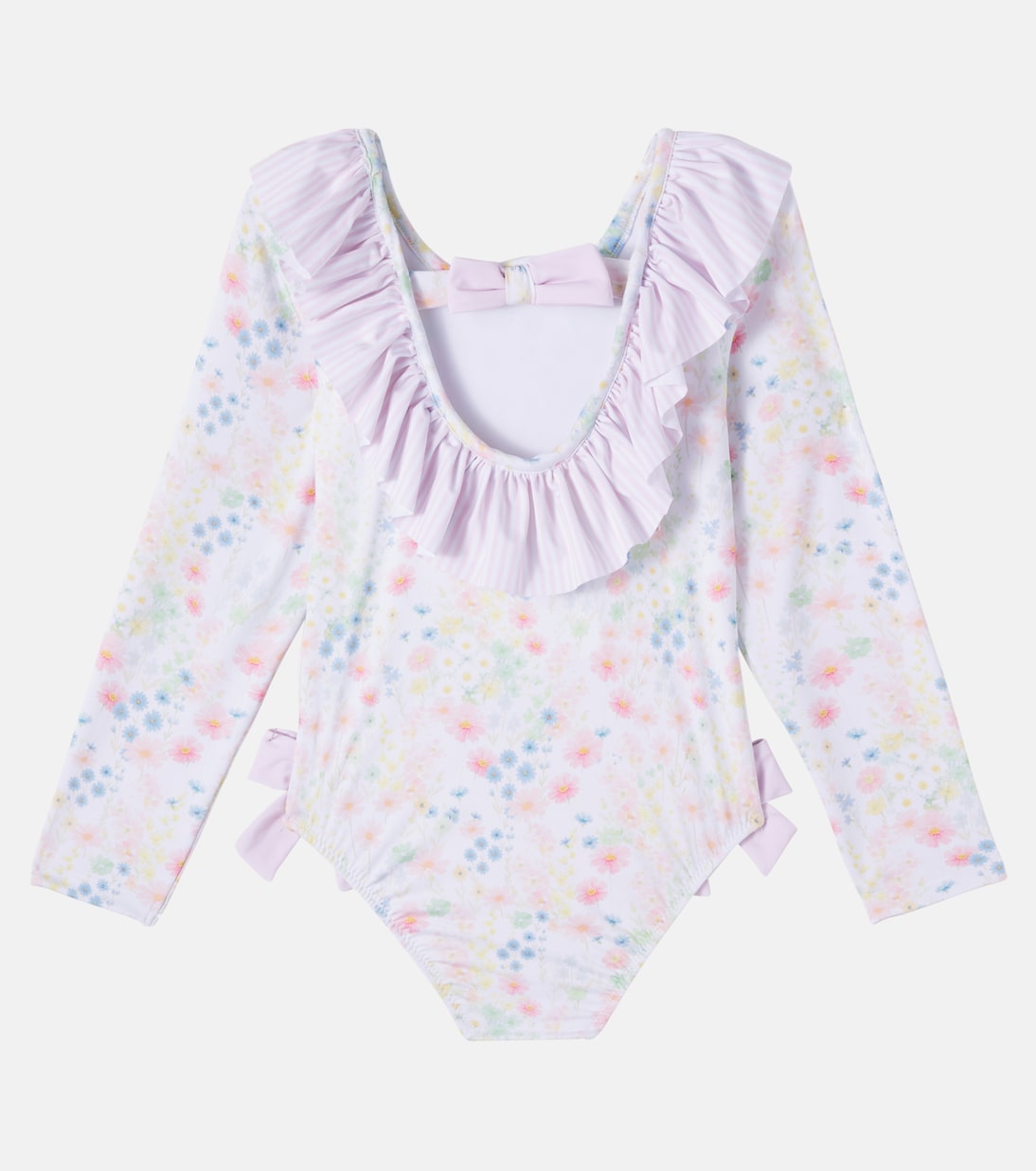 Bow-detail floral ruffled swimsuit | Patachou