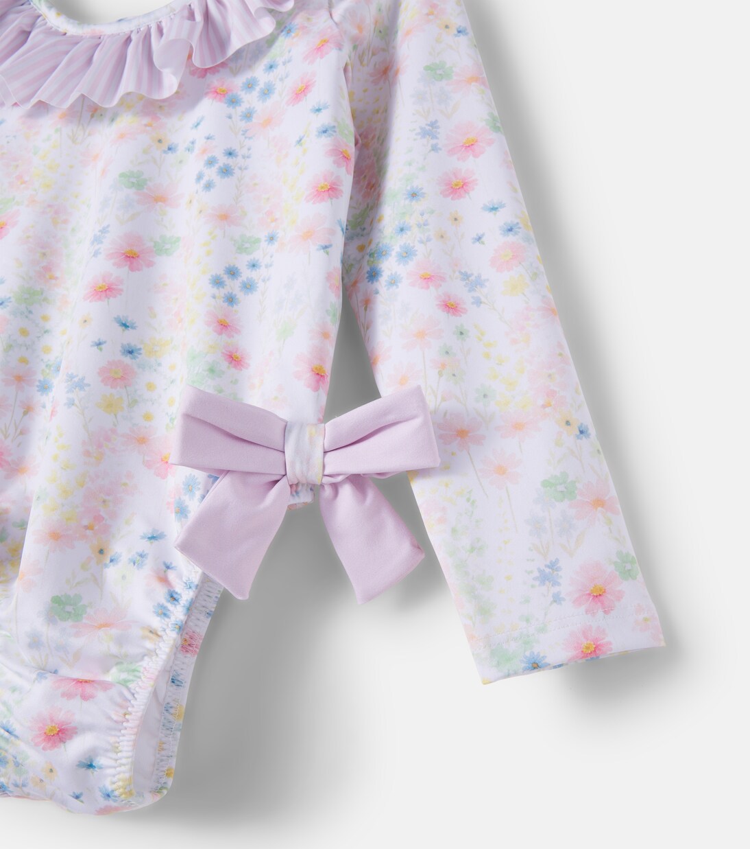 Bow-detail floral ruffled swimsuit | Patachou