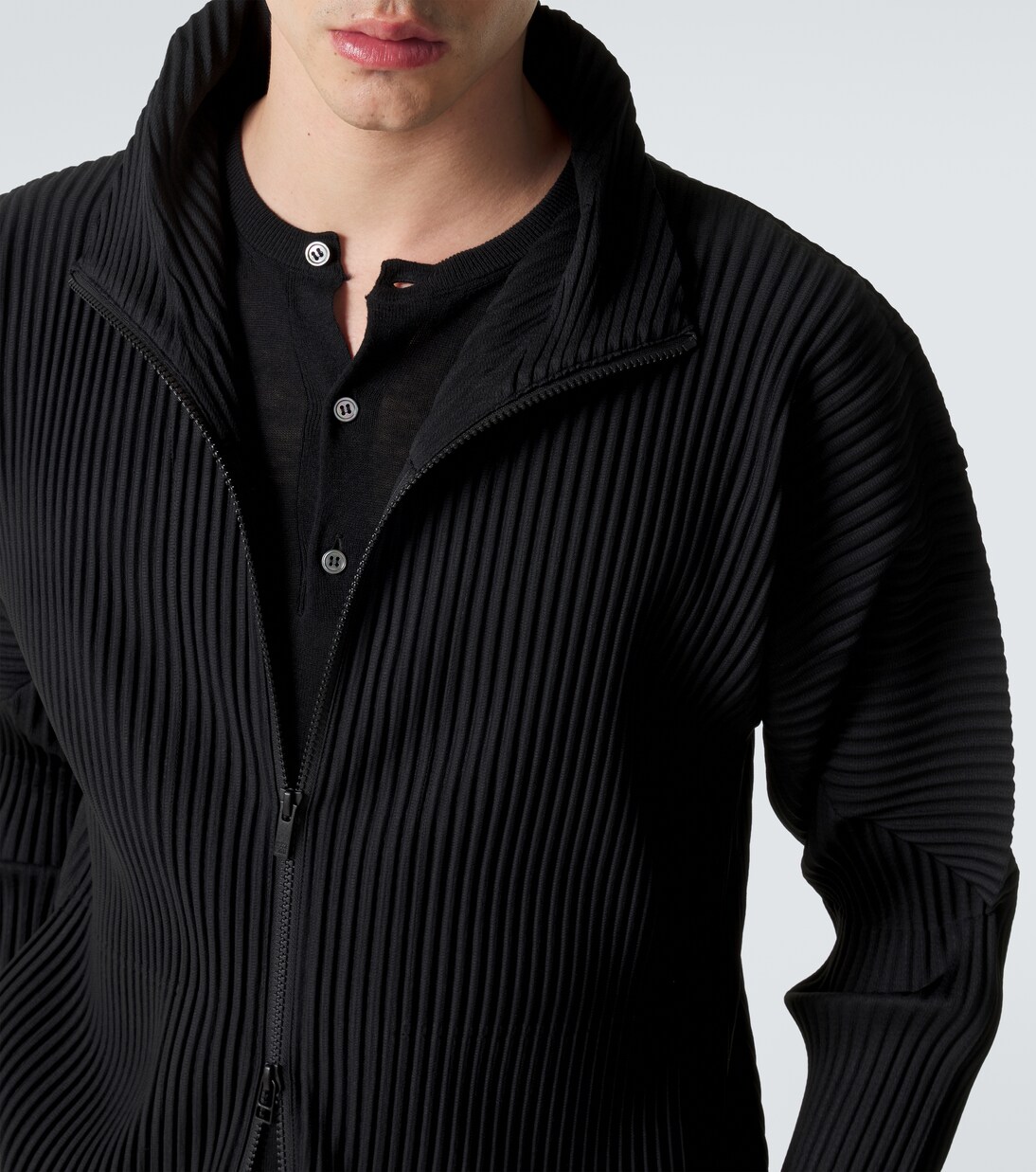 Basics pleated zip-up cardigan | Homme Plissé Issey Miyake