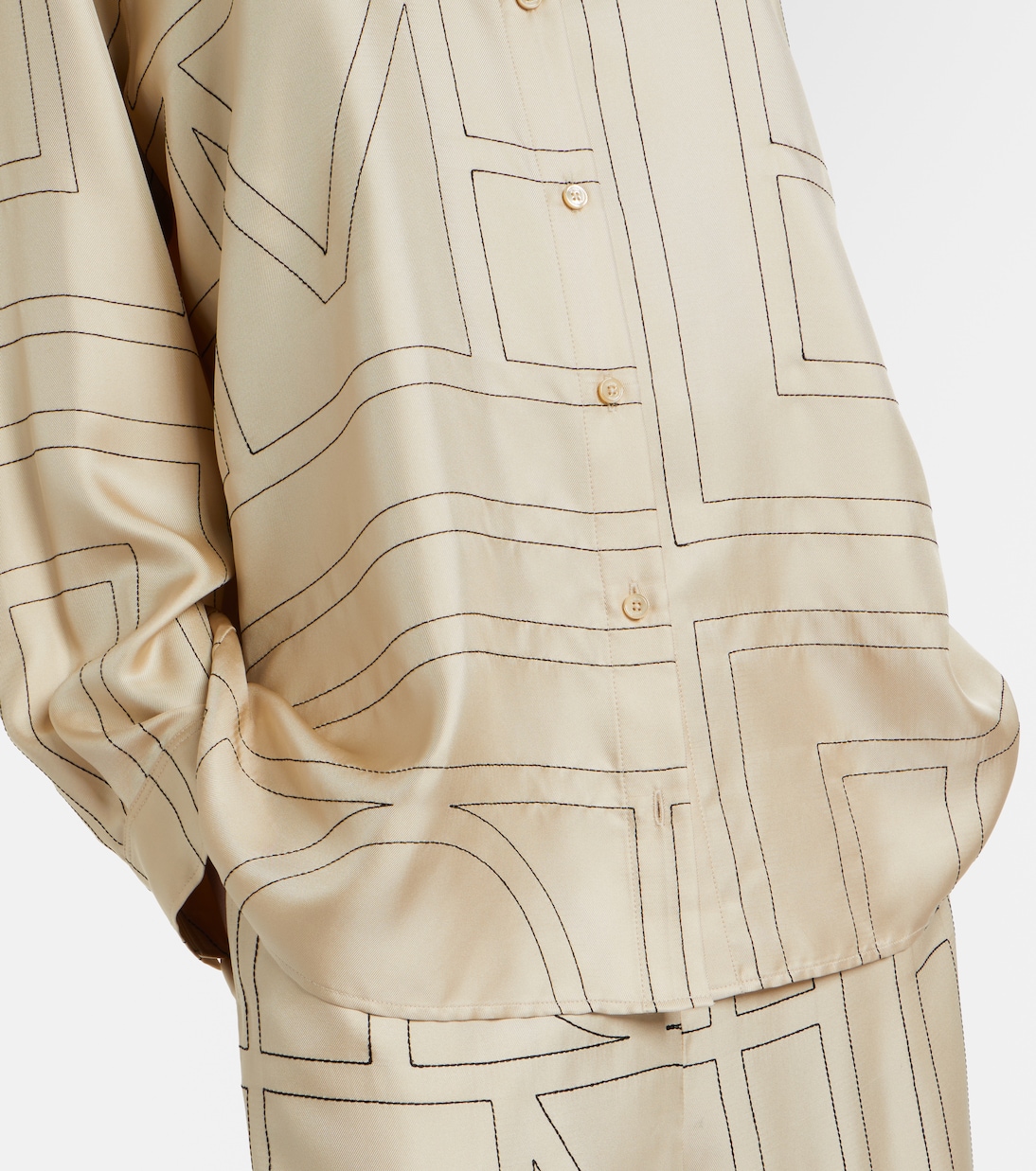 Camisa de satén de seda bordada | Toteme