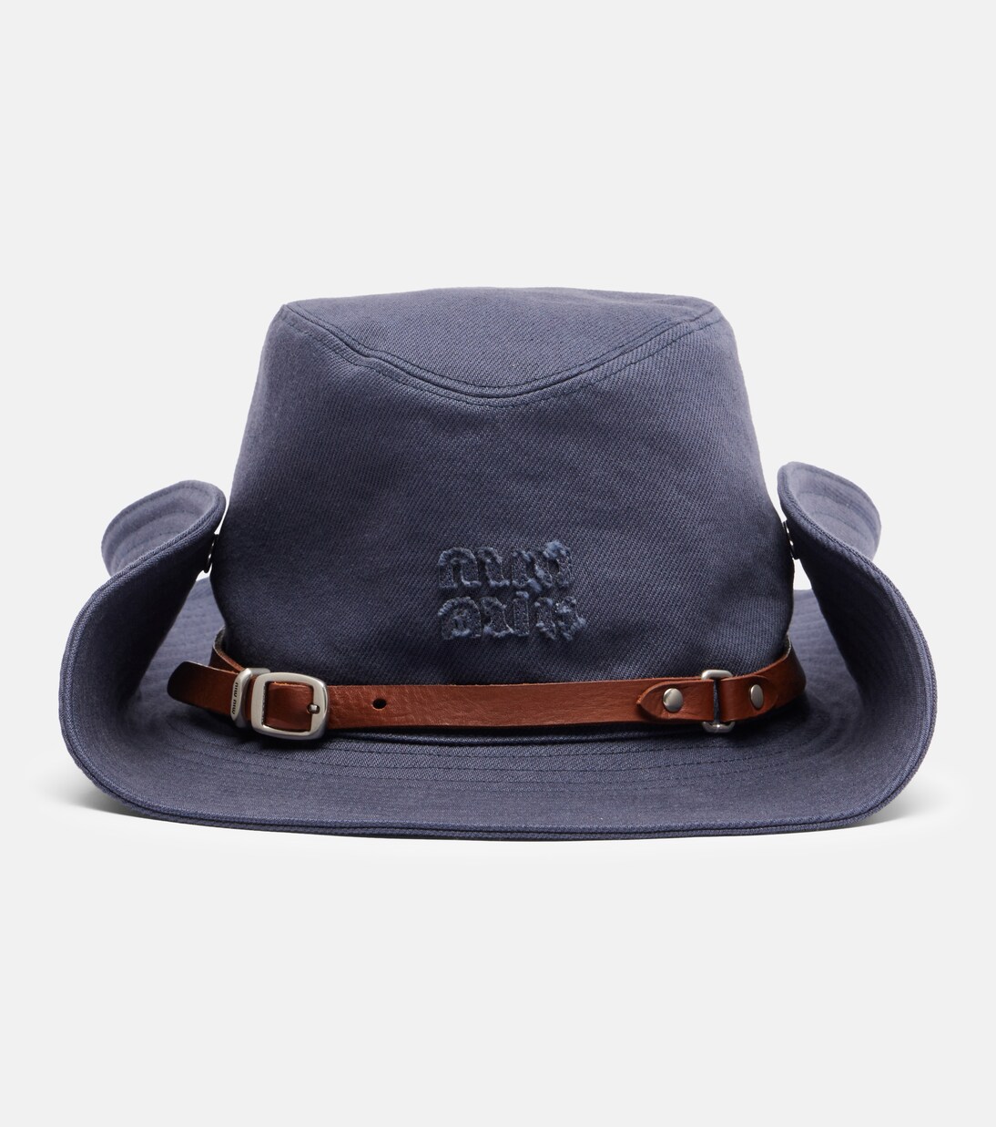 Leather-trimmed cotton cowboy hat | Miu Miu