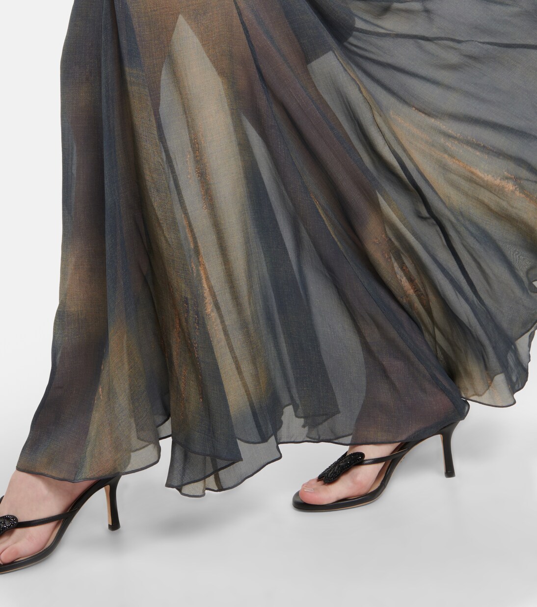 Denim and silk chiffon maxi skirt | Blumarine