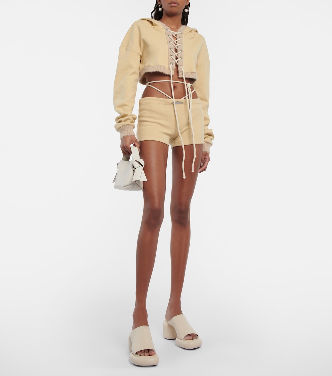 Sweat-shirt à capuche raccourci en coton | Didu