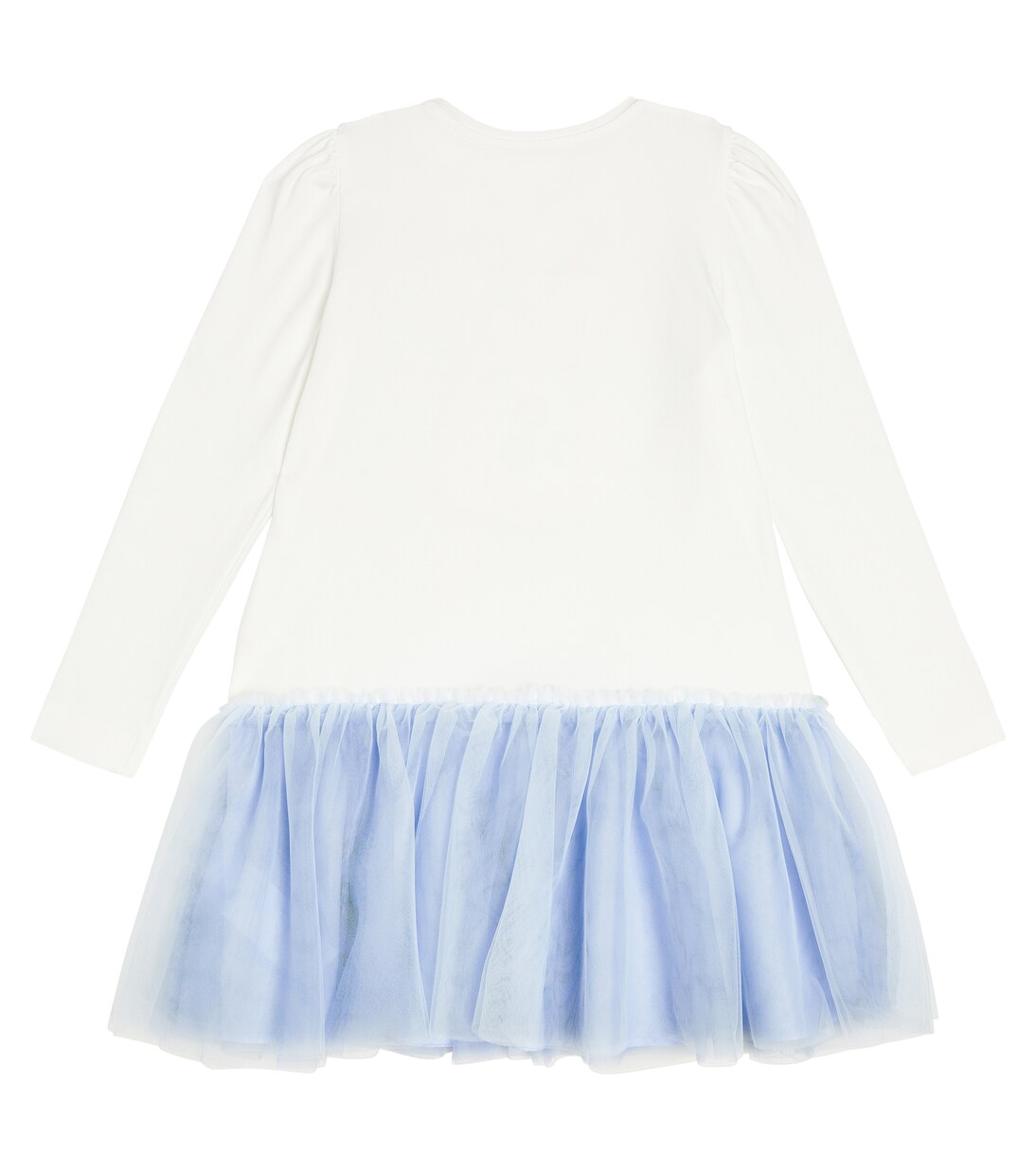 Printed cotton jersey tulle-trimmed dress | Monnalisa