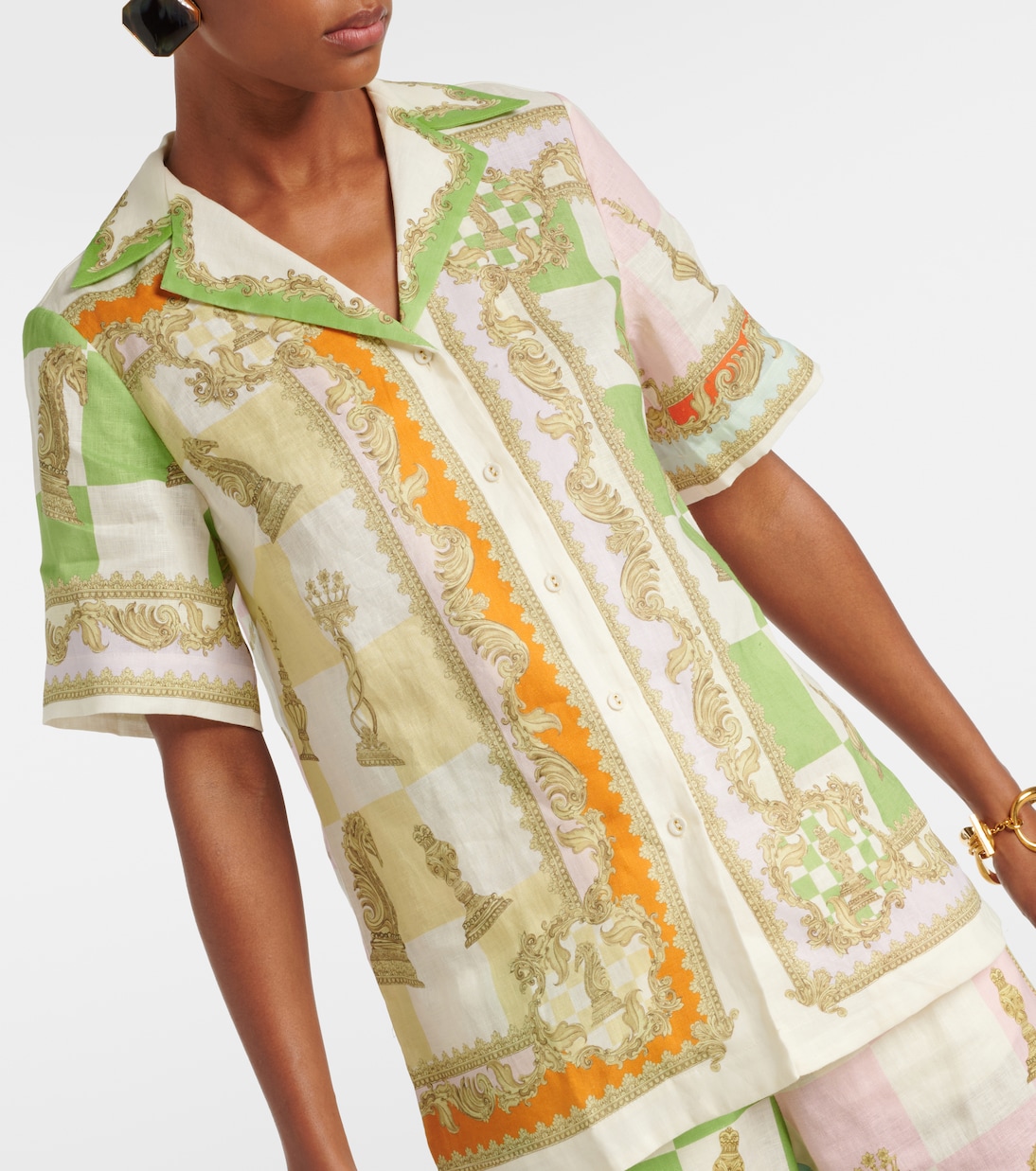 Bedrucktes Hemd Checkmate aus Leinen | Alémais