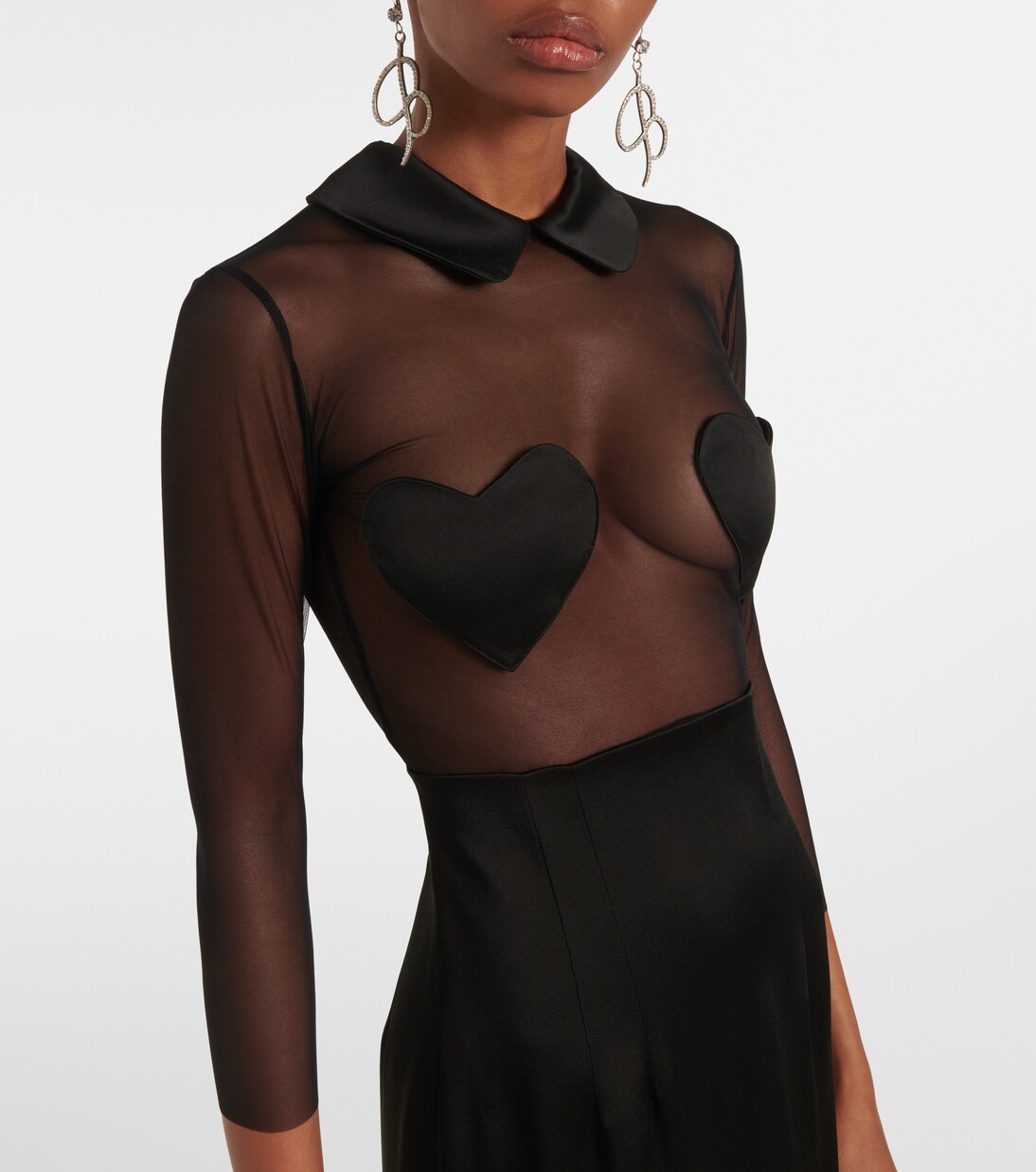 Robe midi en satin et résille | Blumarine