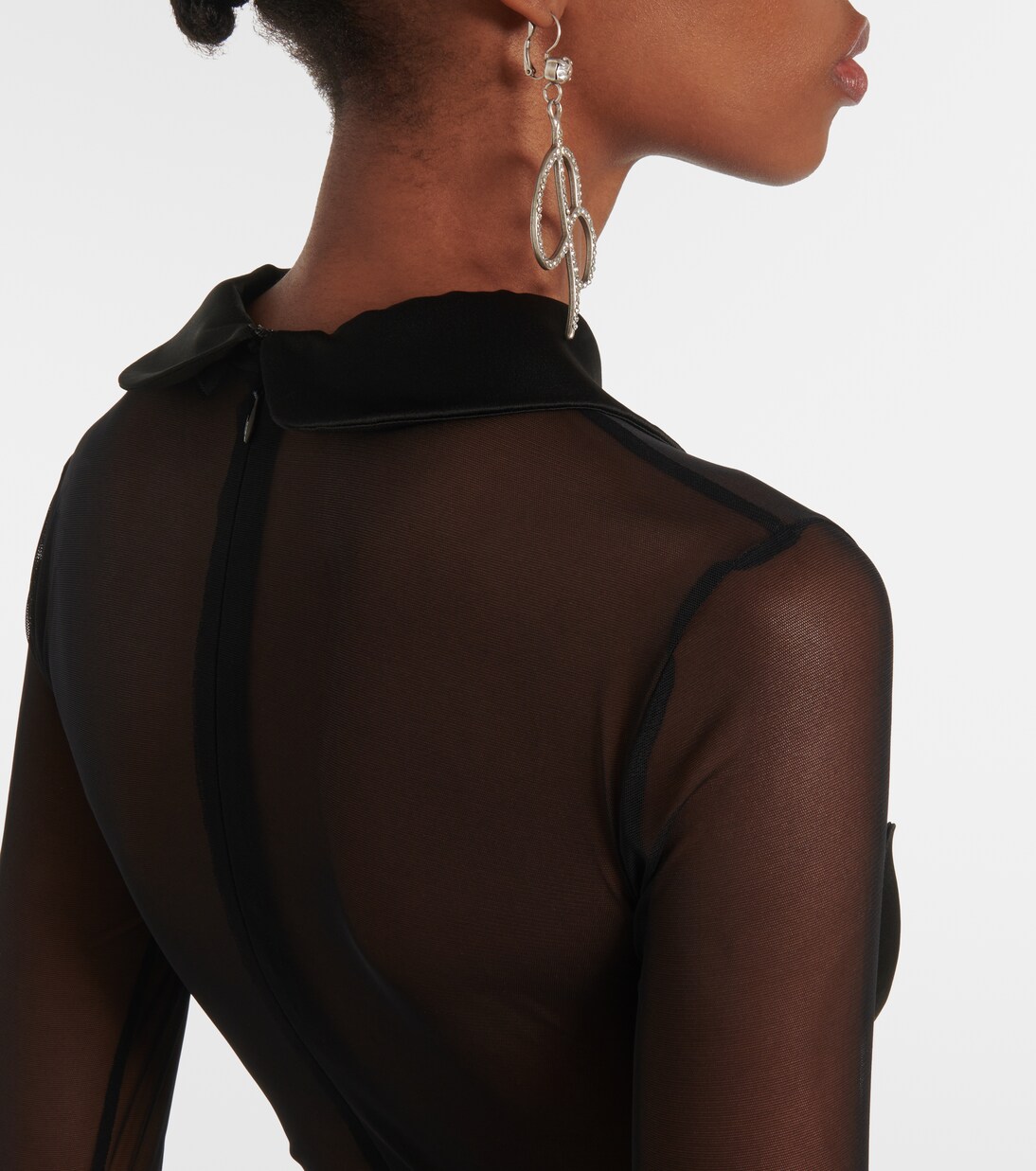 Robe midi en satin et résille | Blumarine